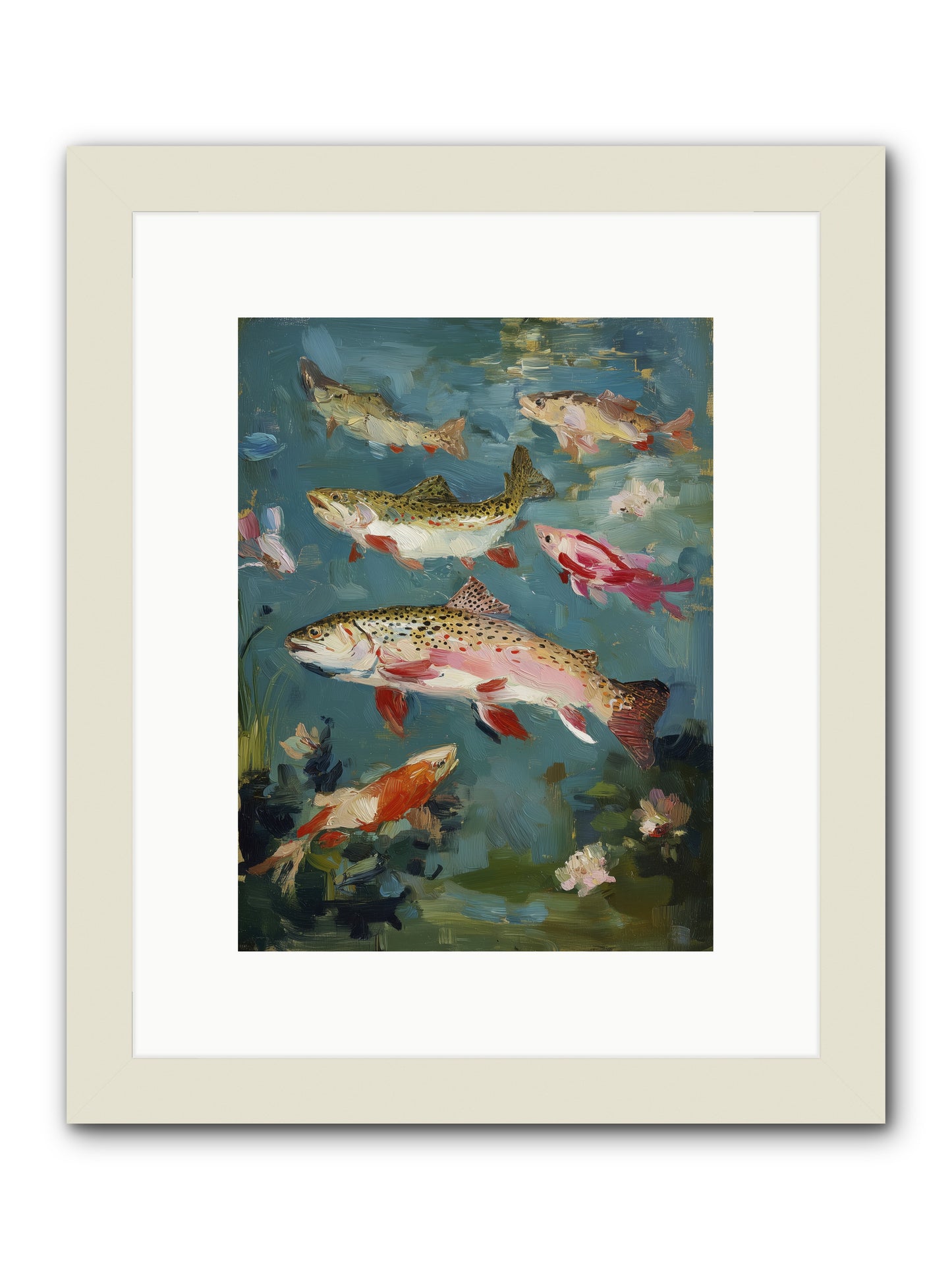 Aquatic Meadow -- Framed Print - White 9x12