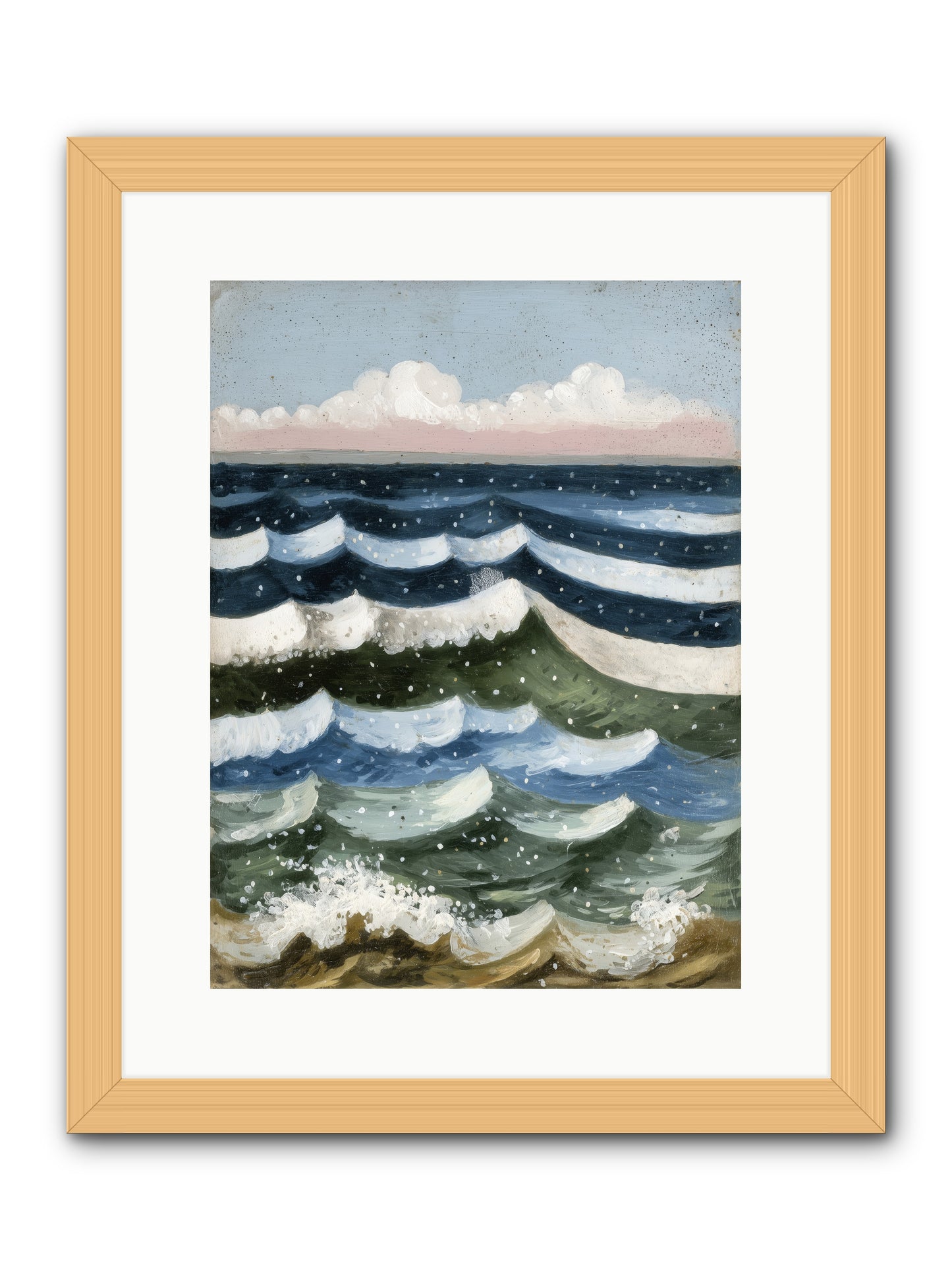Aquatic Quilt -- Framed Print - Natural 12x16