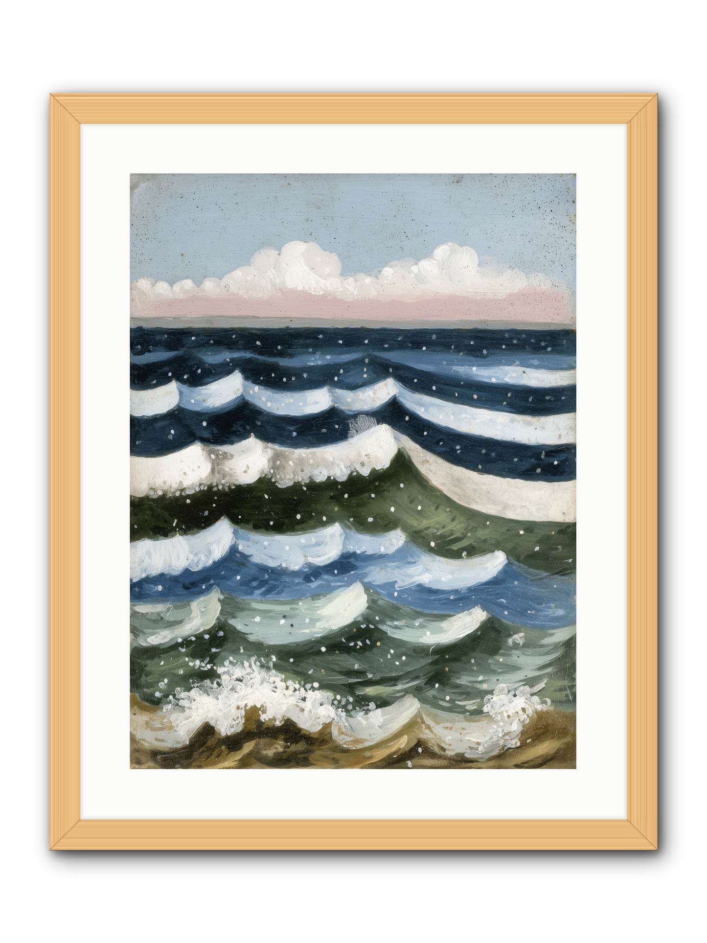 Aquatic Quilt -- Framed Print - Natural 18x24