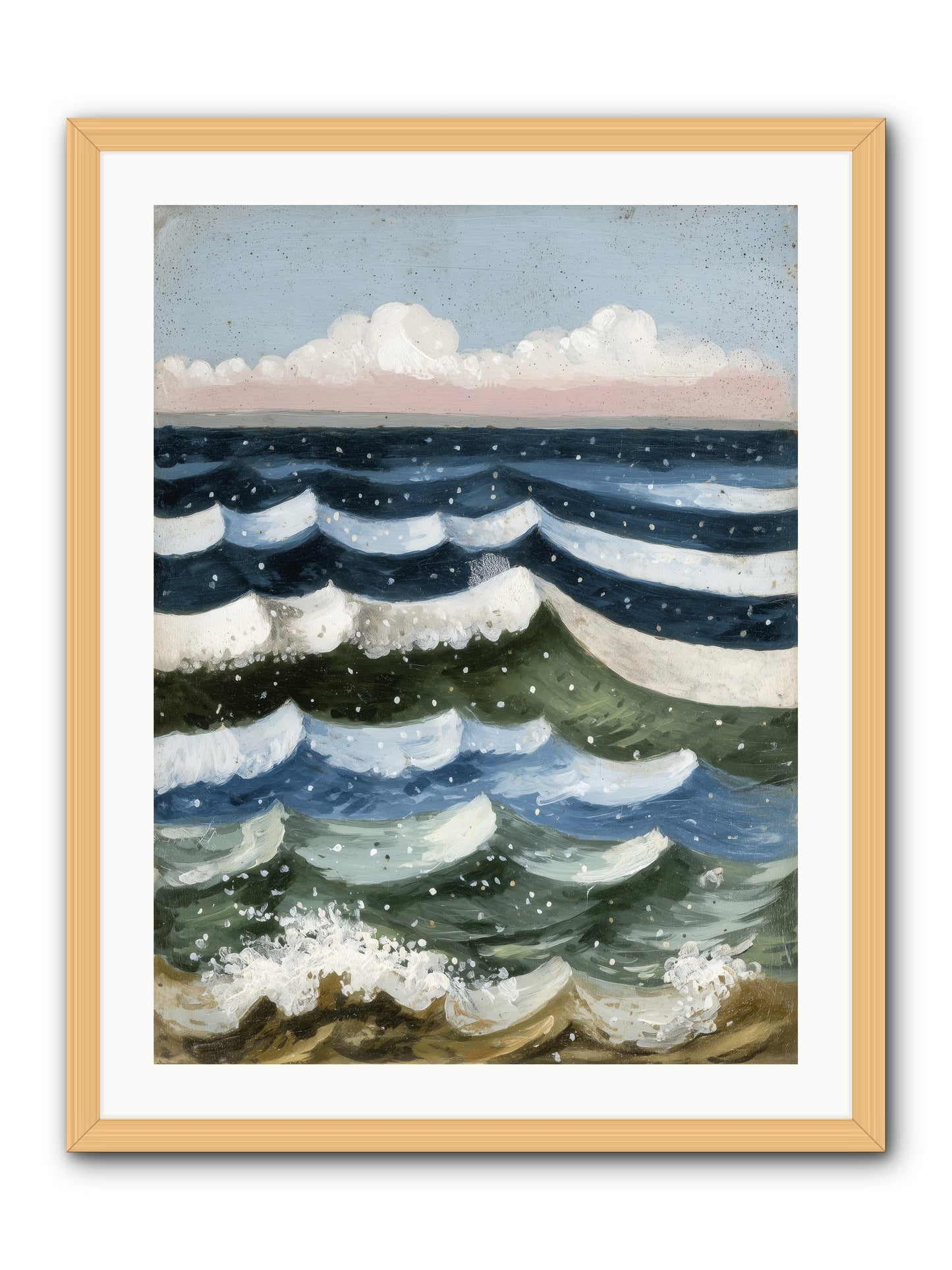 Aquatic Quilt -- Framed Print - Natural 24x32