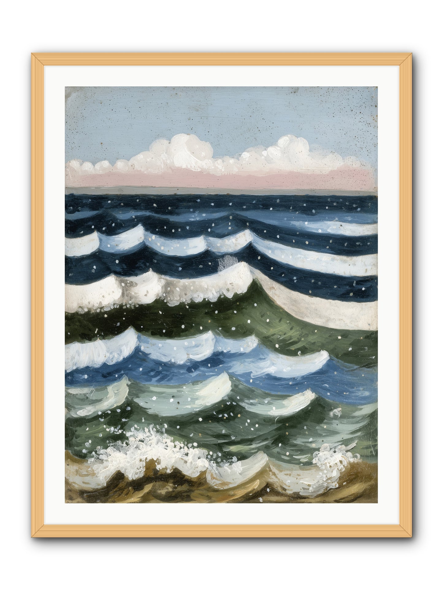 Aquatic Quilt -- Framed Print - Natural 30x40
