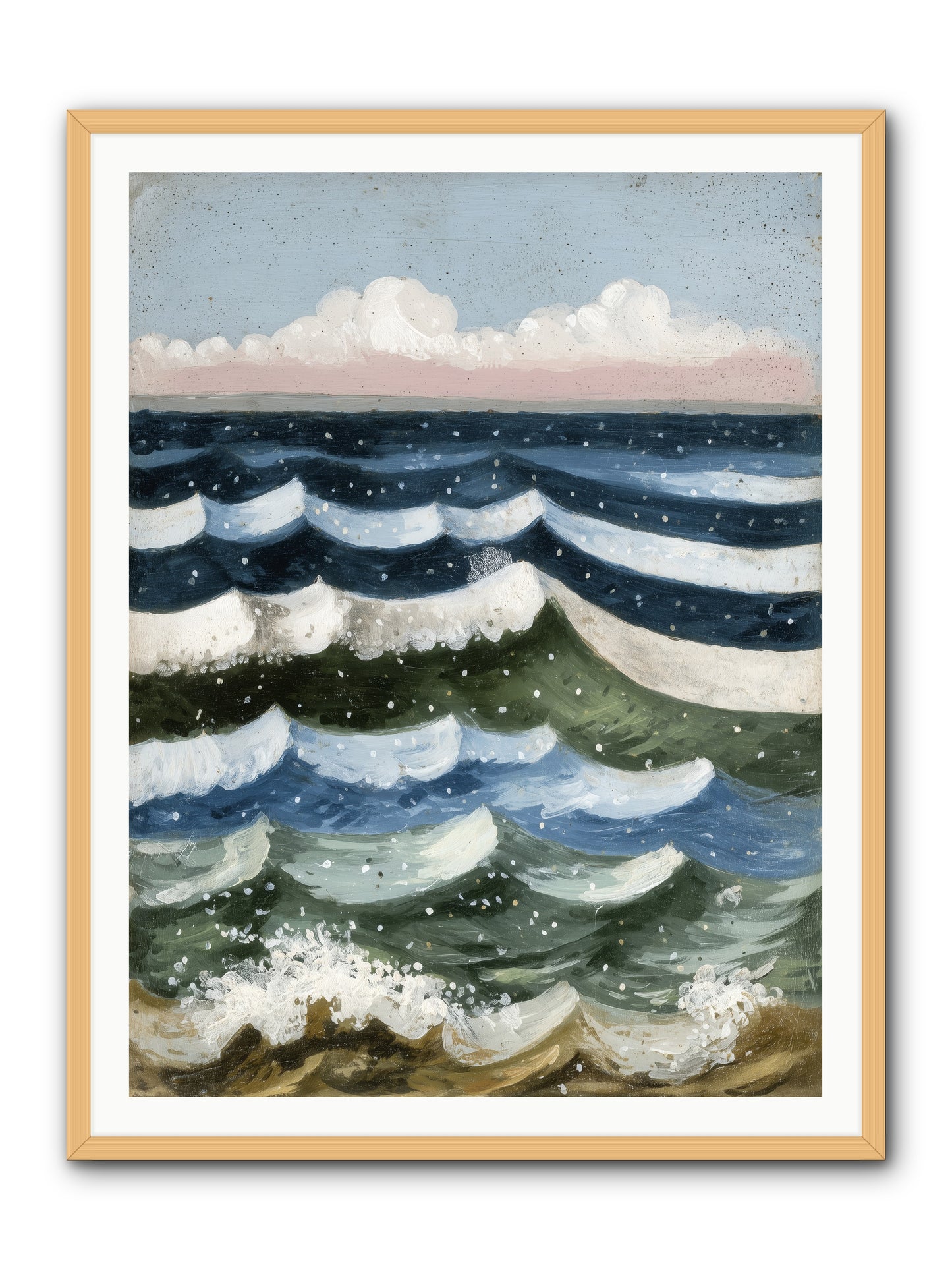 Aquatic Quilt -- Framed Print - Natural 36x48
