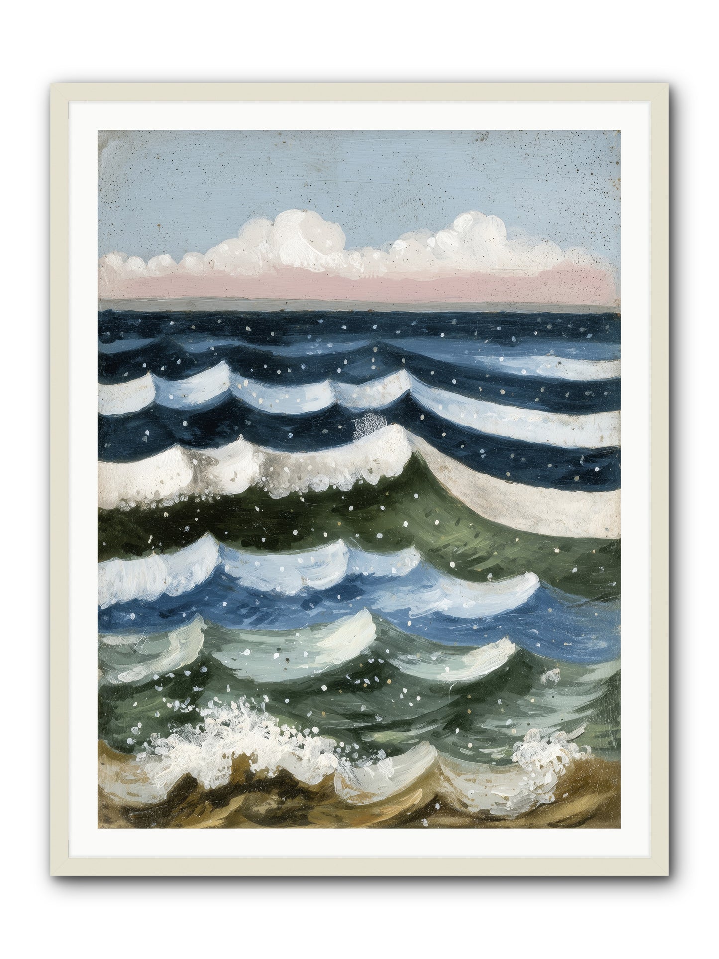Aquatic Quilt -- Framed Print - White 36x48