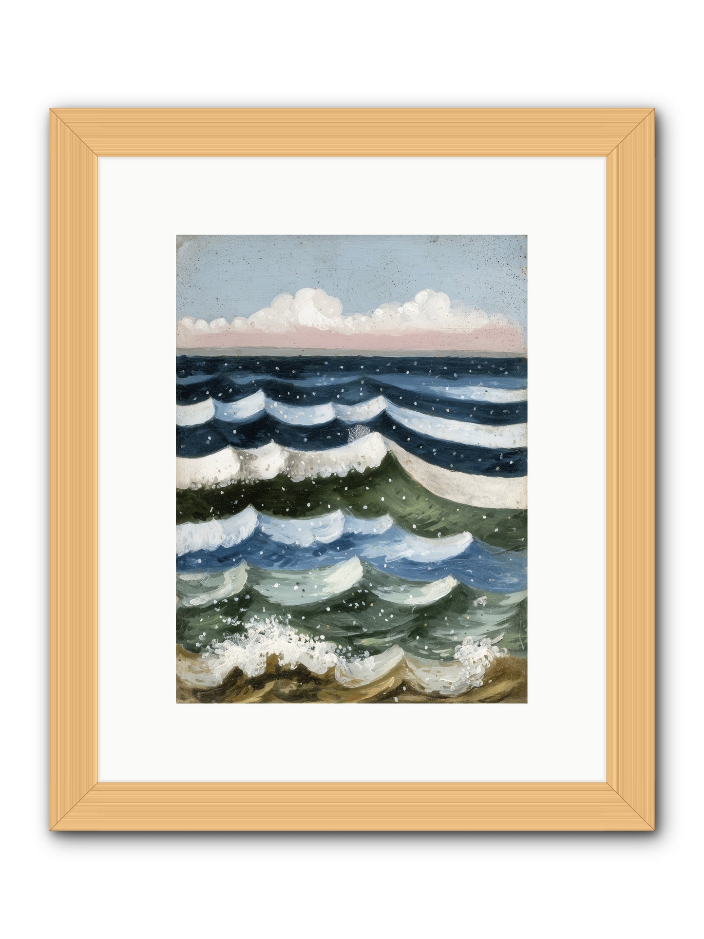 Aquatic Quilt -- Framed Print - Natural 9x12