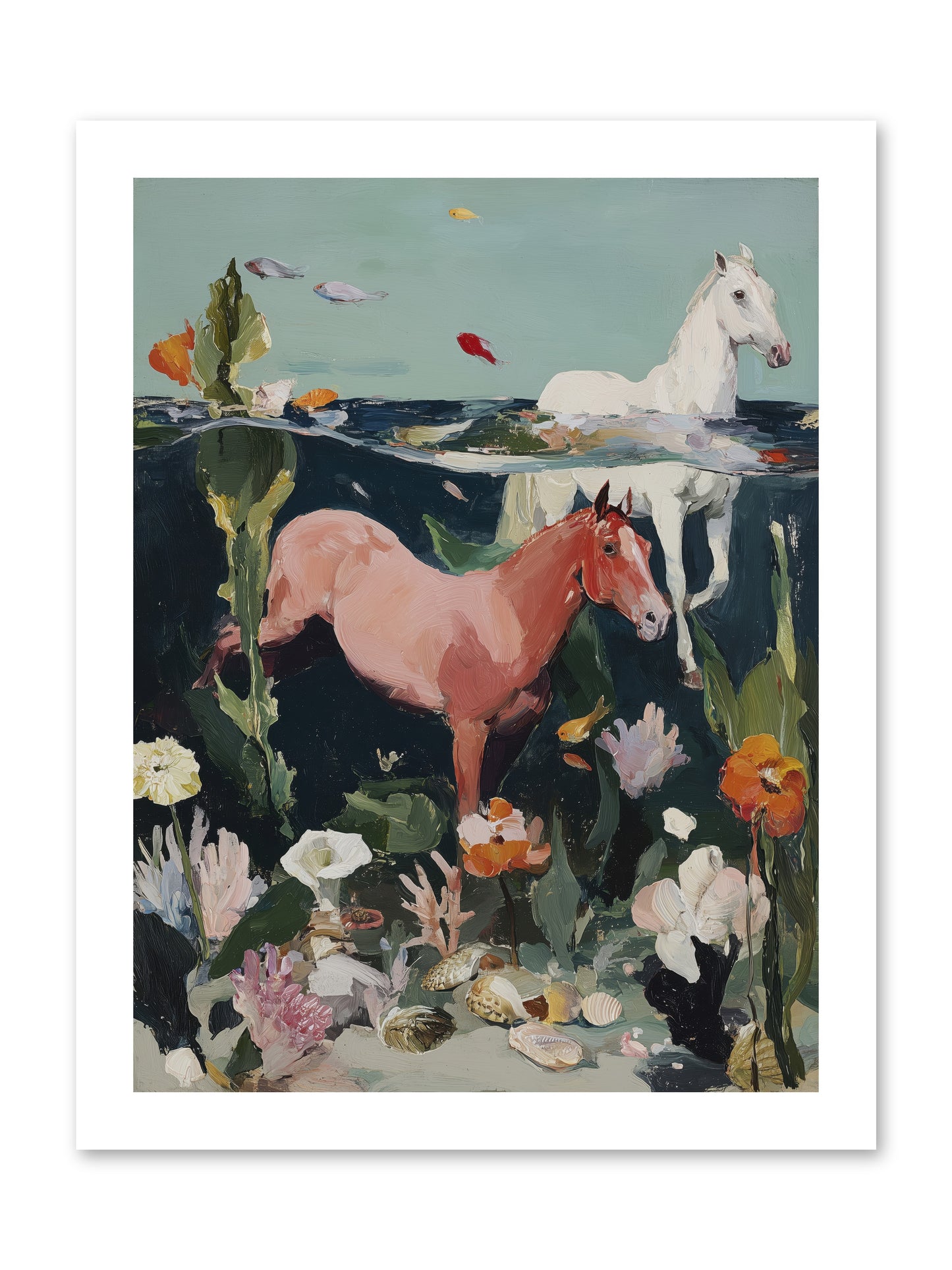 Aquatic Steeds -- Paper Print 12x16