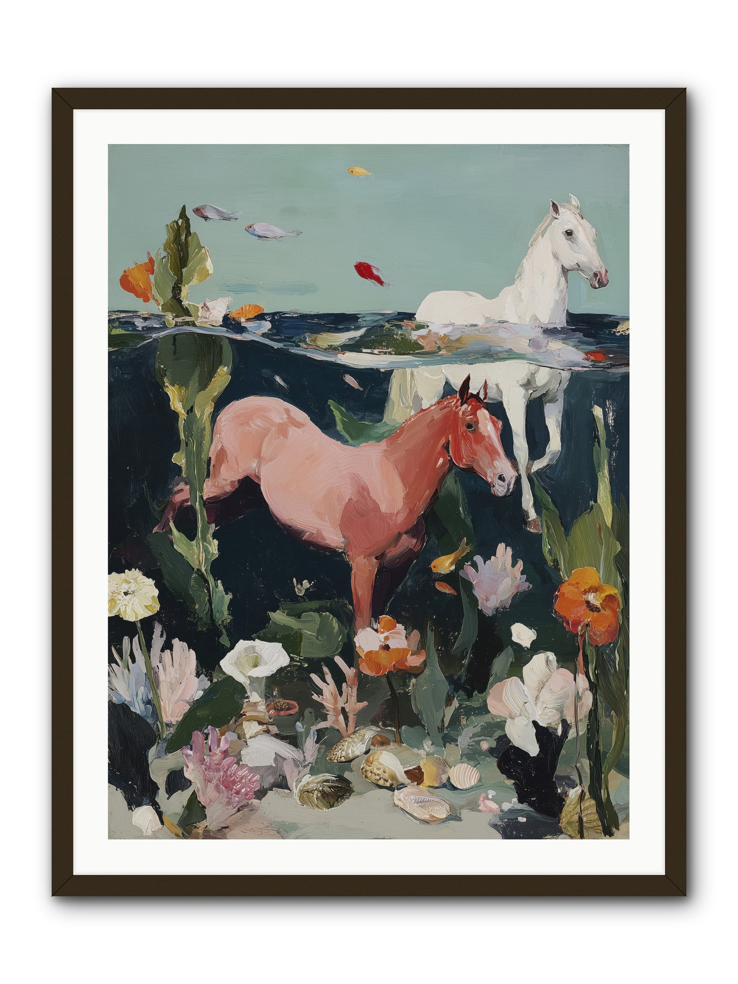 Aquatic Steeds -- Framed Print - Black 30x40