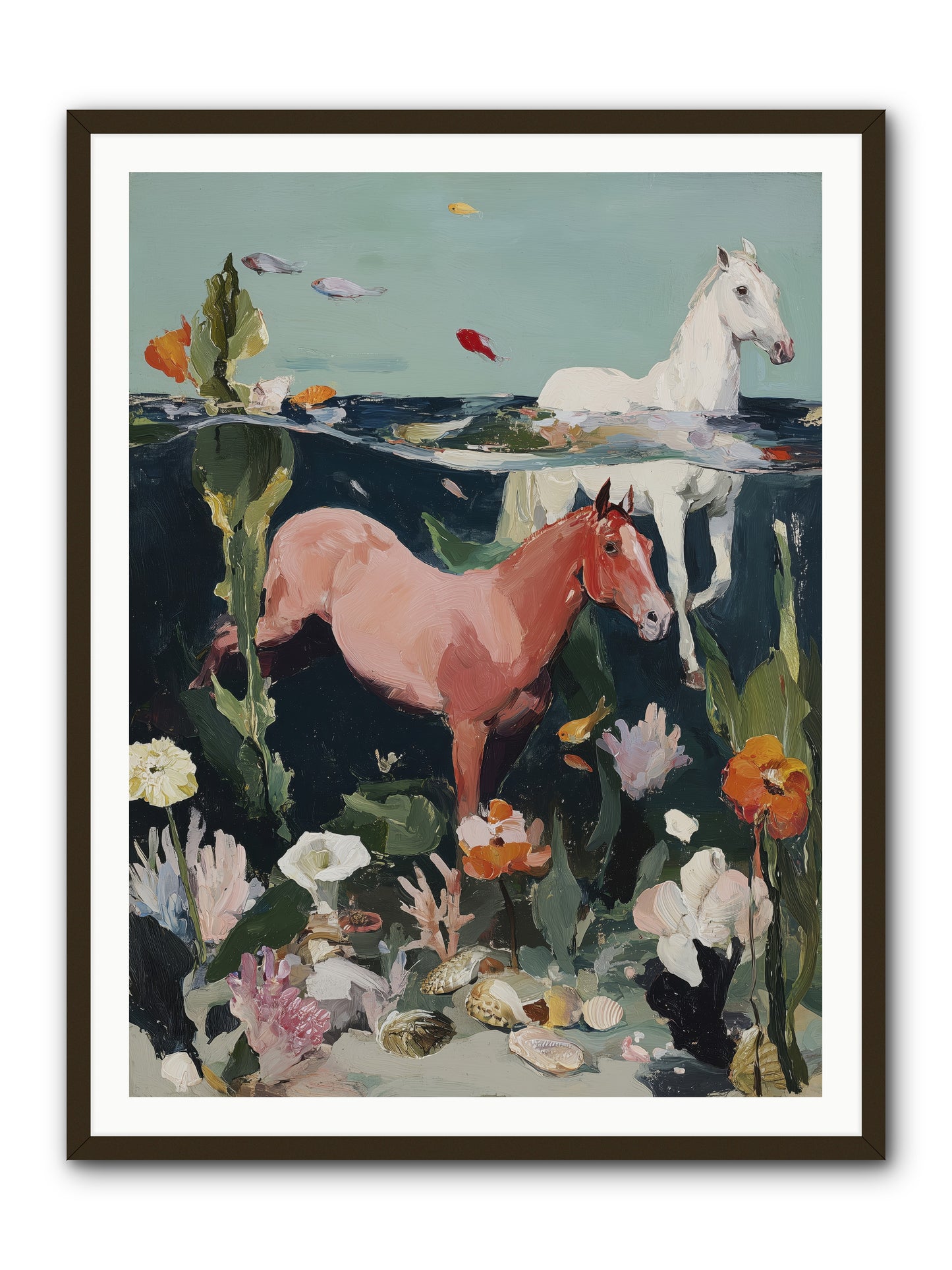 Aquatic Steeds -- Framed Print - Black 36x48