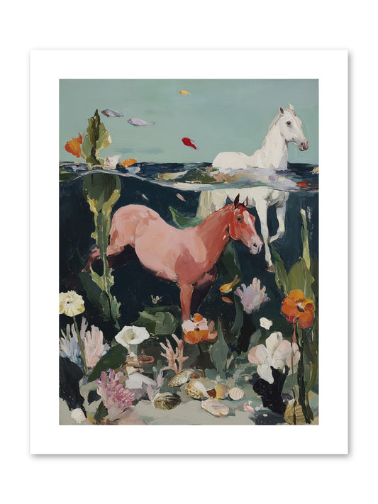 Aquatic Steeds -- Paper Print 9x12