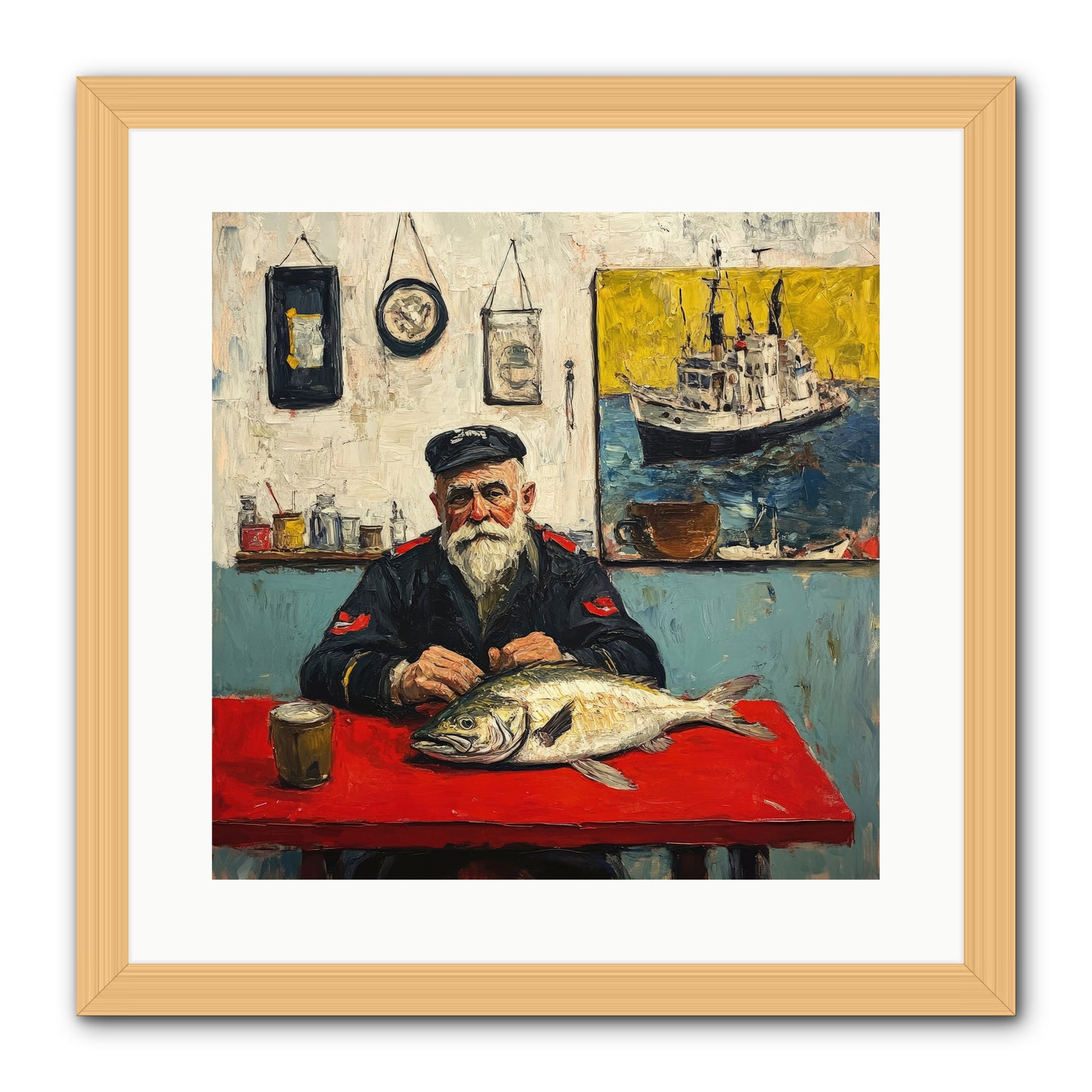 Atlantic Dawn -- Framed Print - Natural 16x16
