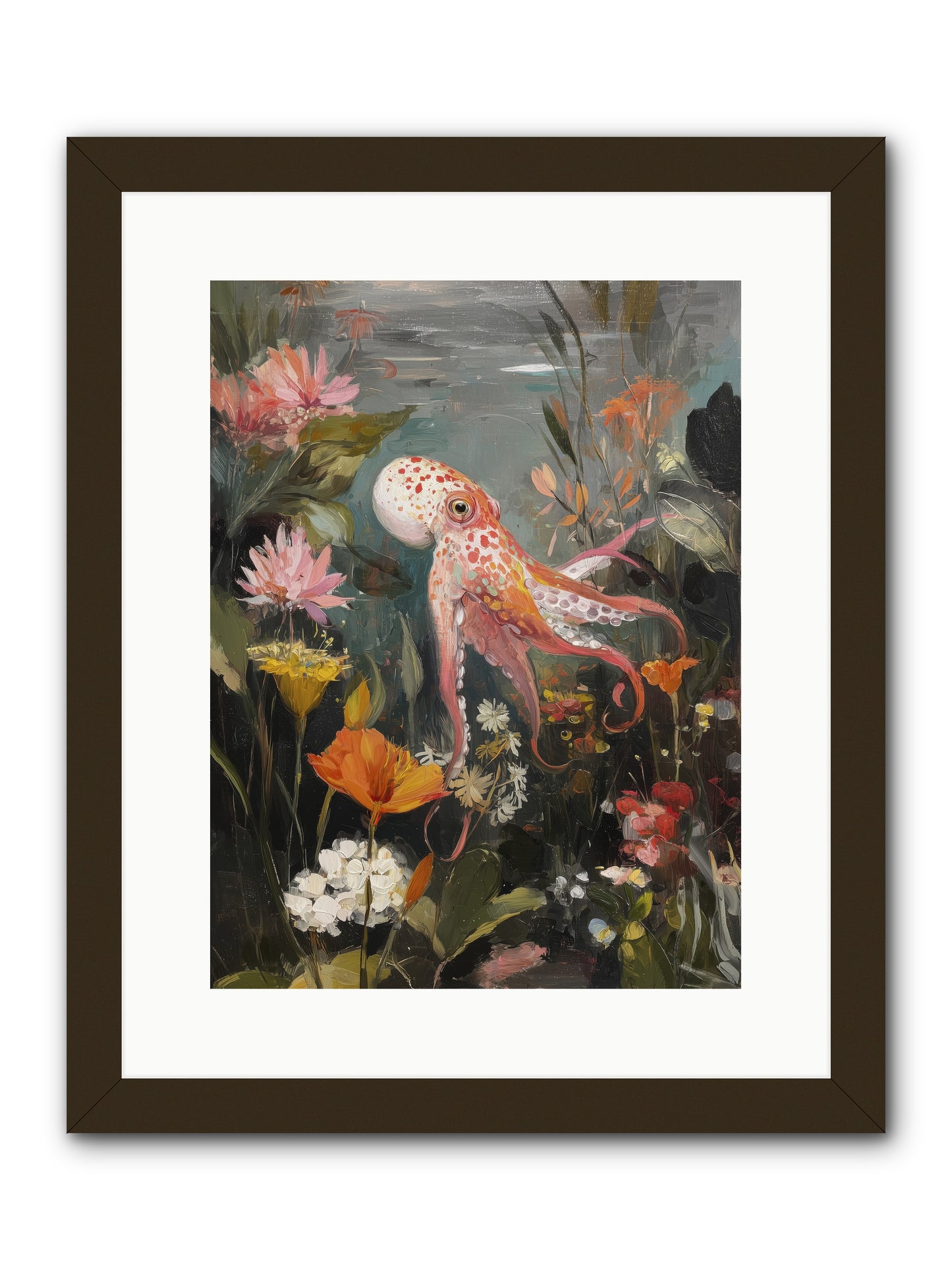 Awakened in Coral -- Framed Print - Black 12x16