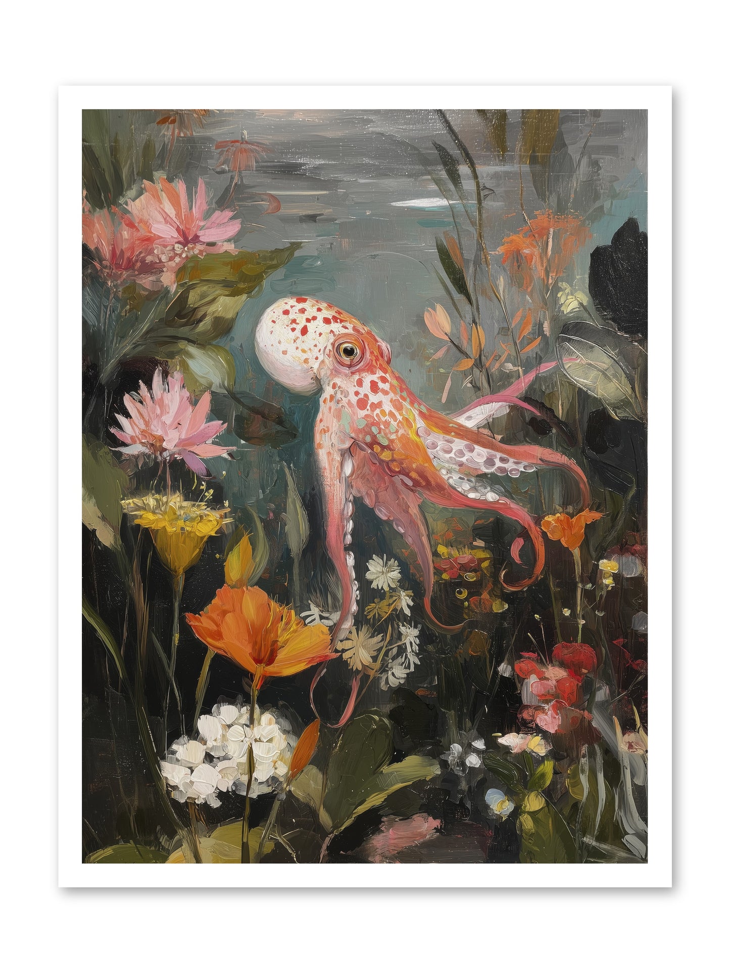 Awakened in Coral -- Loose Canvas Print 24x32