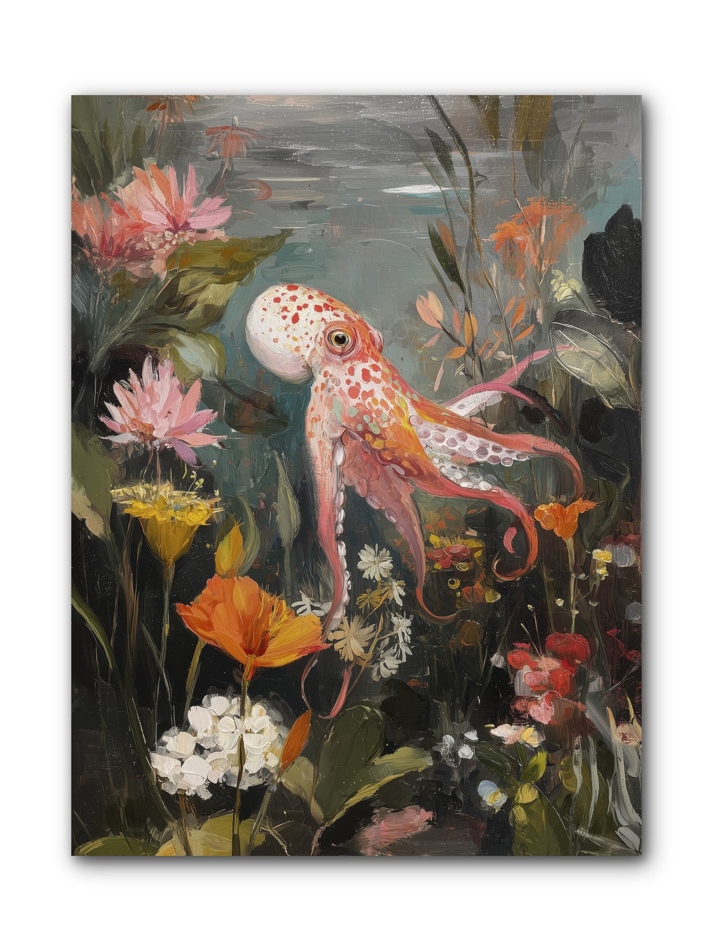 Awakened in Coral -- Wrapped Canvas 9x12