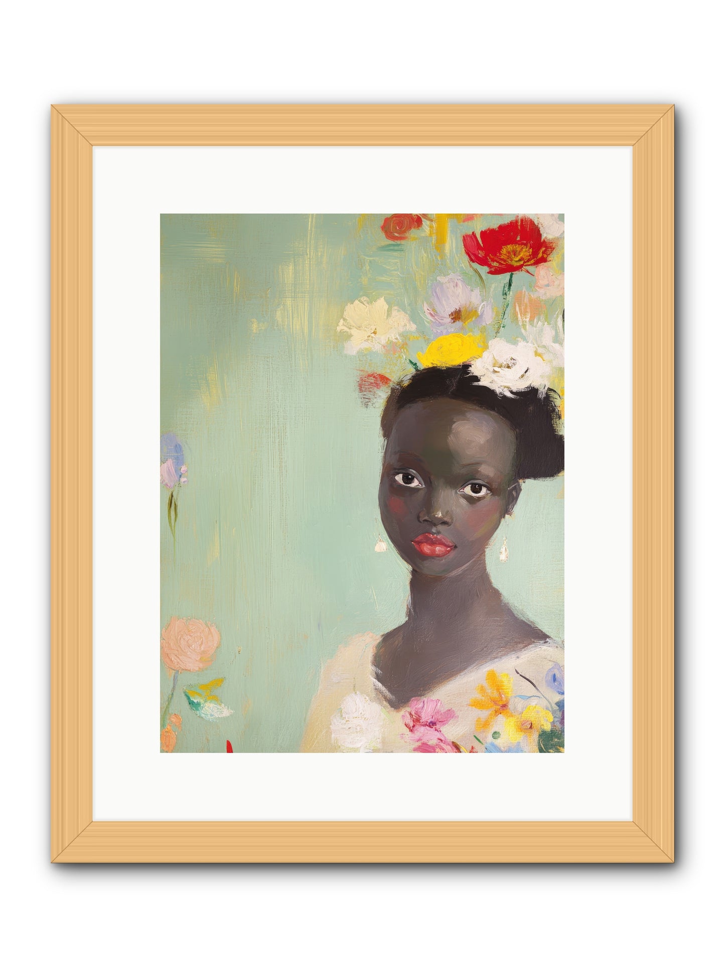 Azalea Finch-REZ -- Framed Print - Natural 12x16