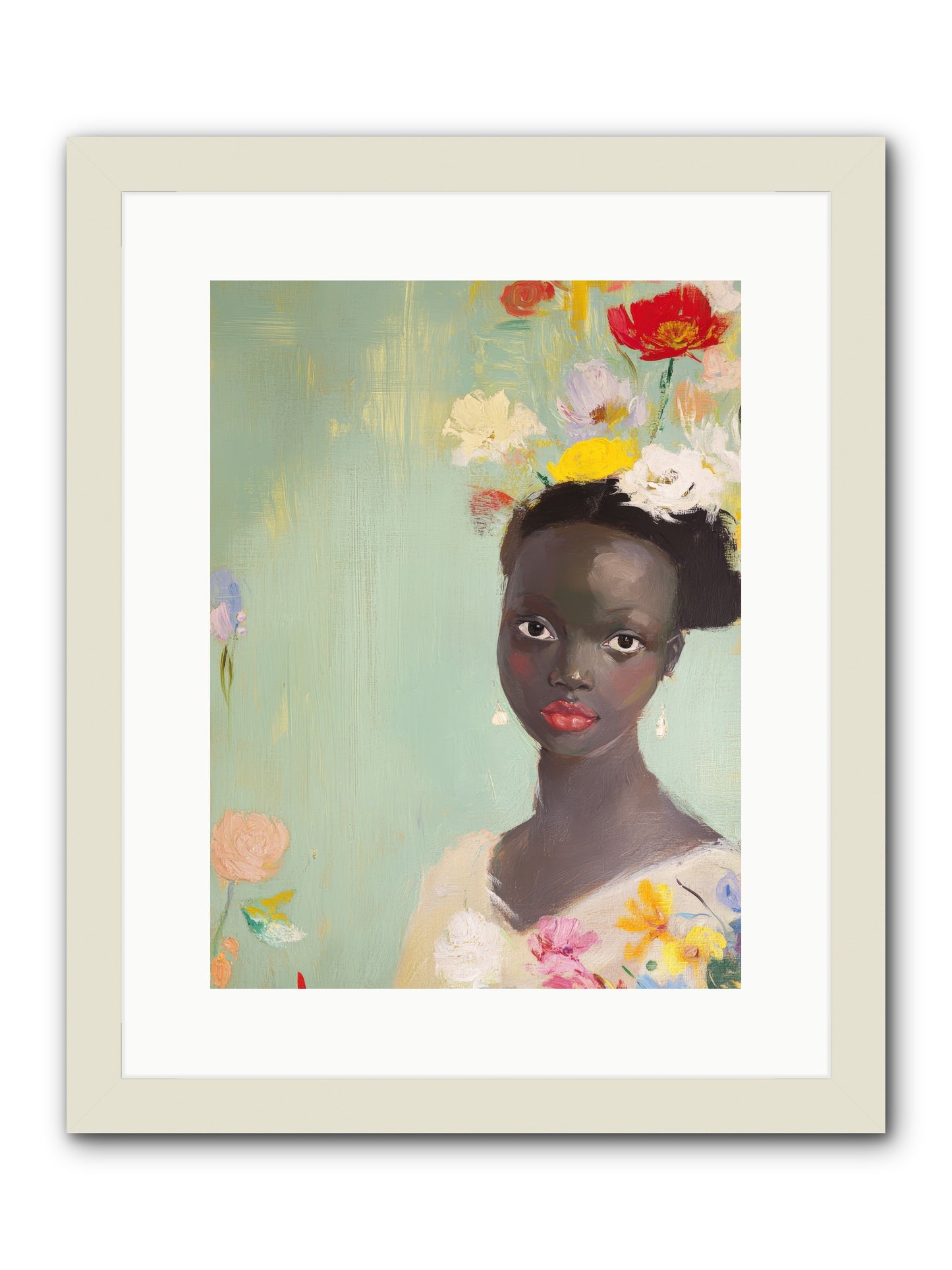 Azalea Finch-REZ -- Framed Print - White 12x16
