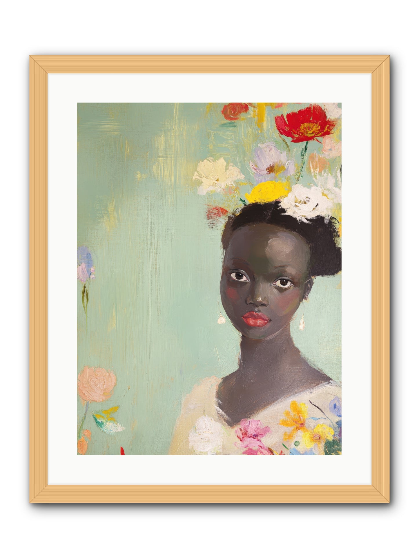 Azalea Finch-REZ -- Framed Print - Natural 18x24