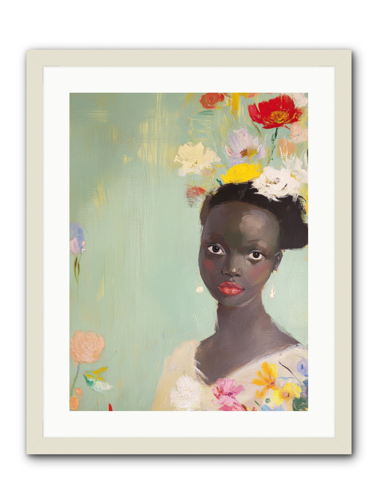 Azalea Finch-REZ -- Framed Print - White 18x24