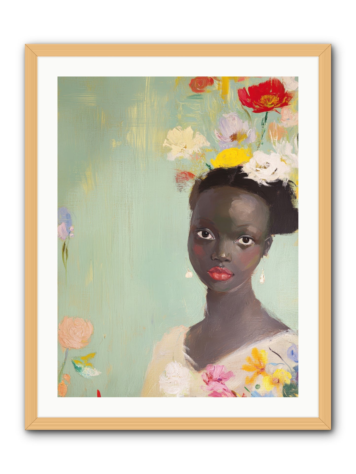 Azalea Finch-REZ -- Framed Print - Natural 24x32