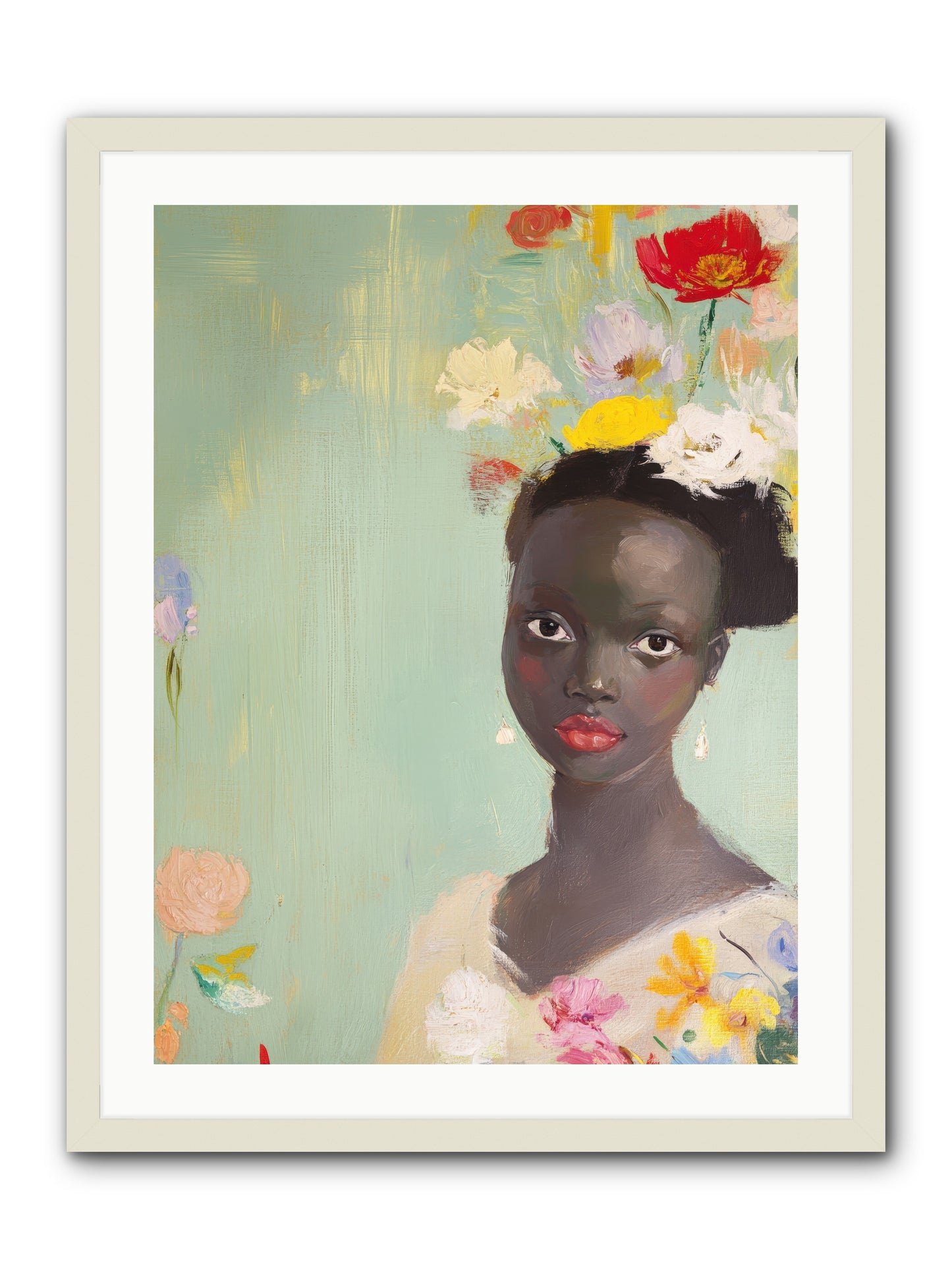 Azalea Finch-REZ -- Framed Print - White 24x32