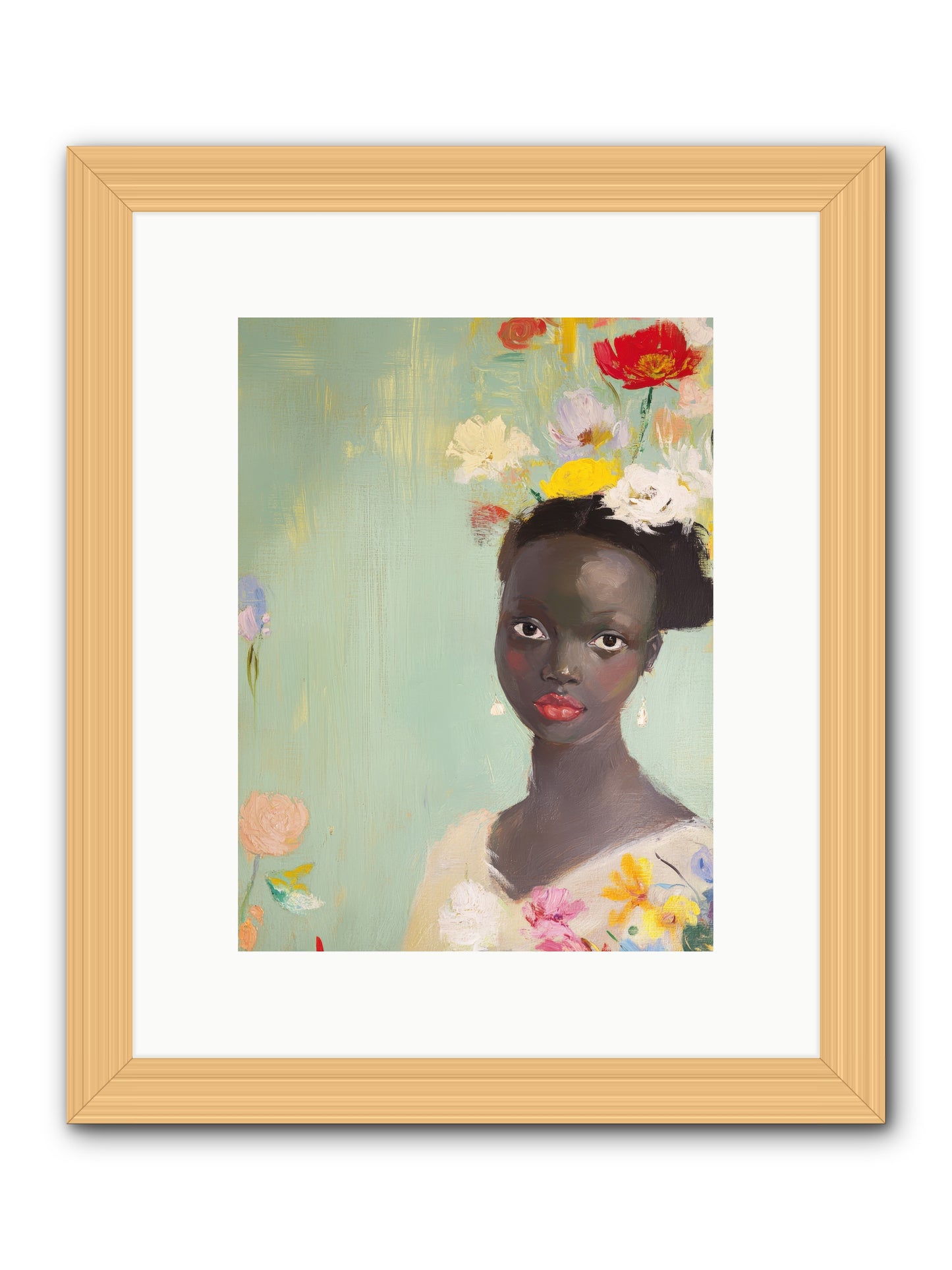 Azalea Finch-REZ -- Framed Print - Natural 9x12