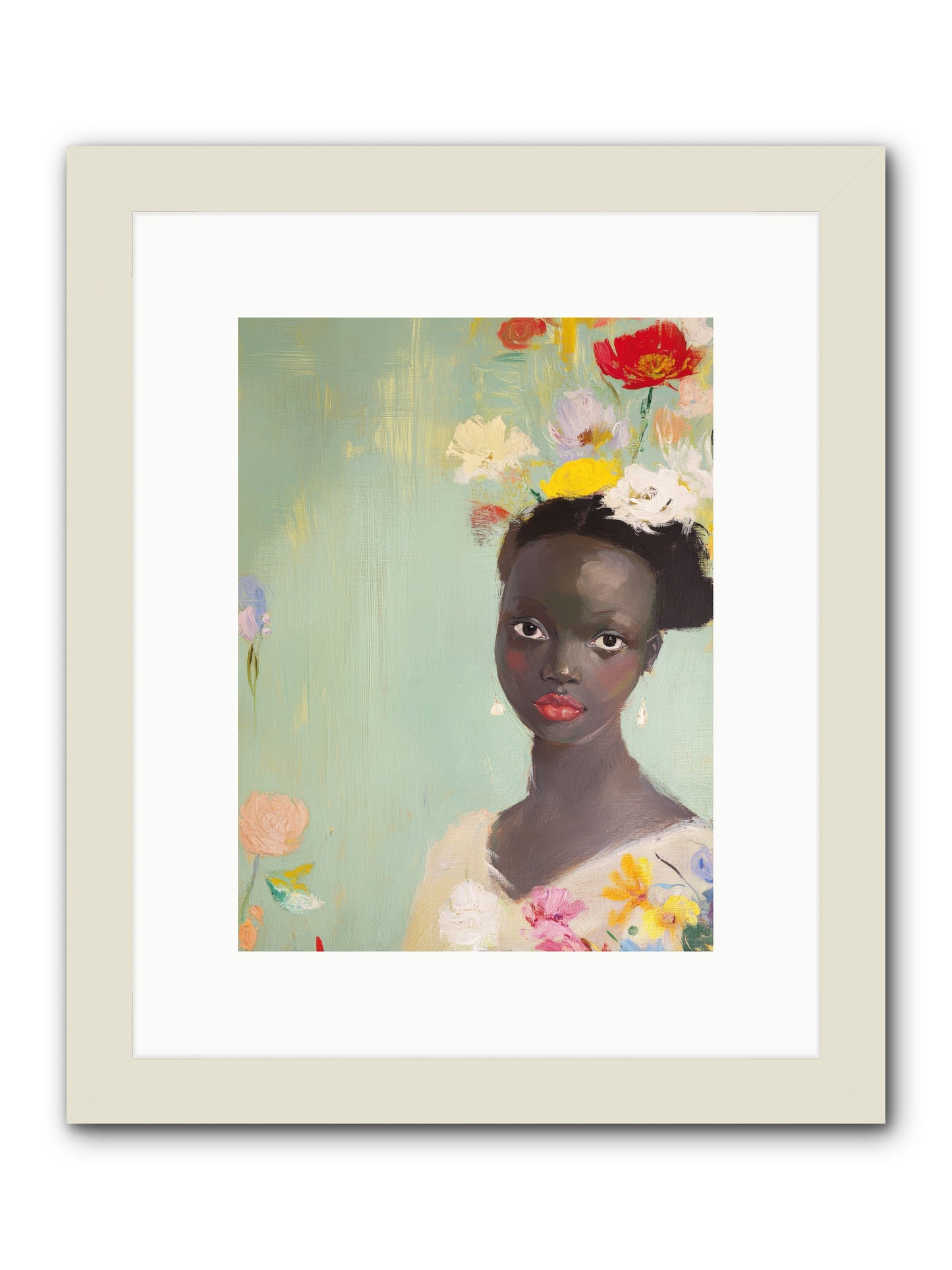 Azalea Finch-REZ -- Framed Print - White 9x12