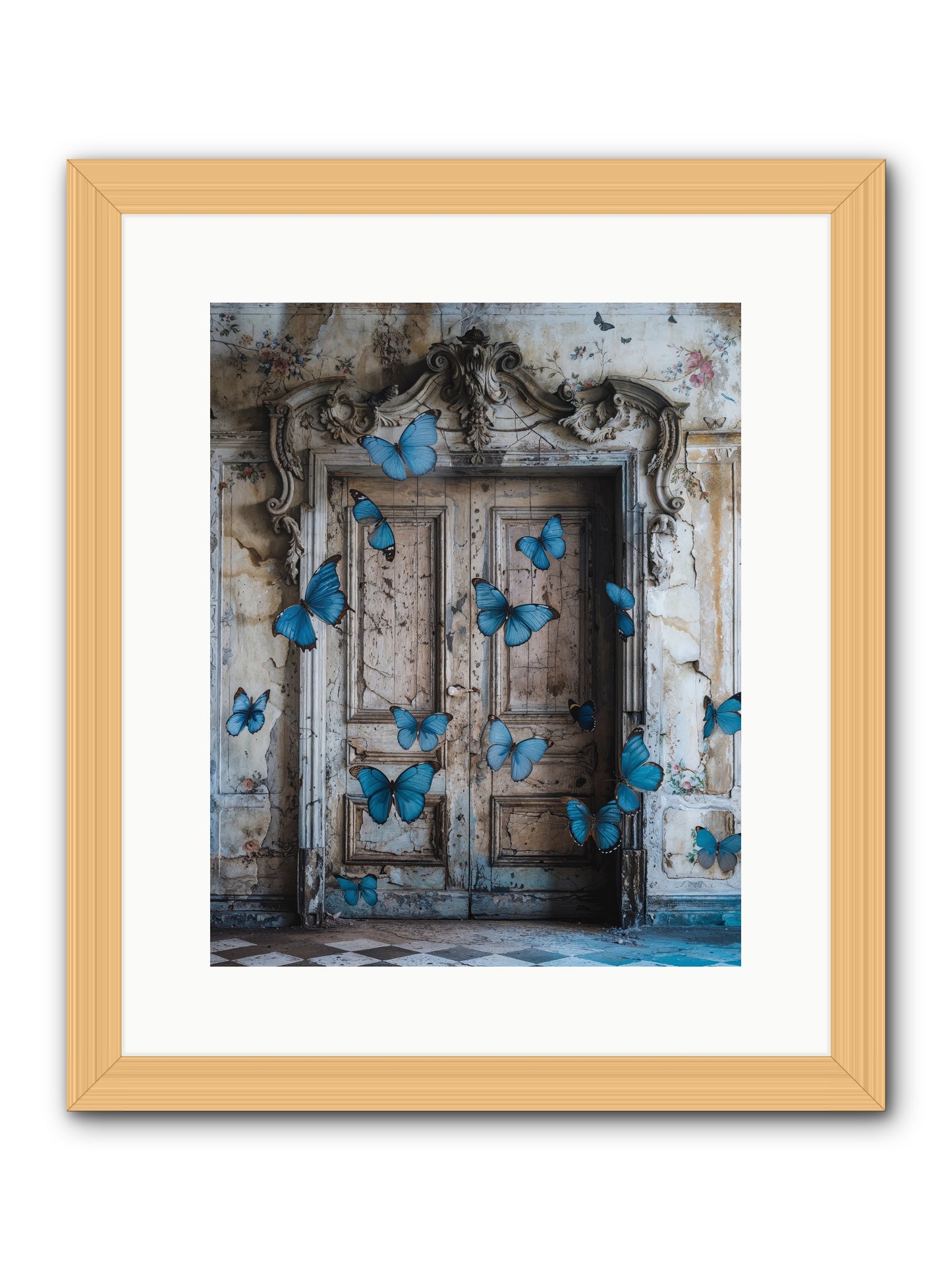 Azure Wings At Parisian Portals -- Framed Print - Natural 12x15