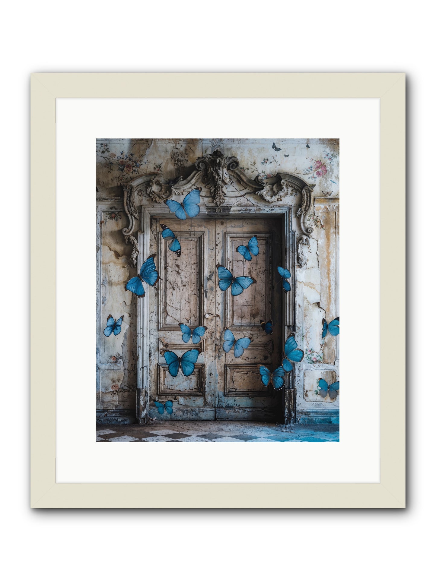 Azure Wings At Parisian Portals -- Framed Print - White 12x15