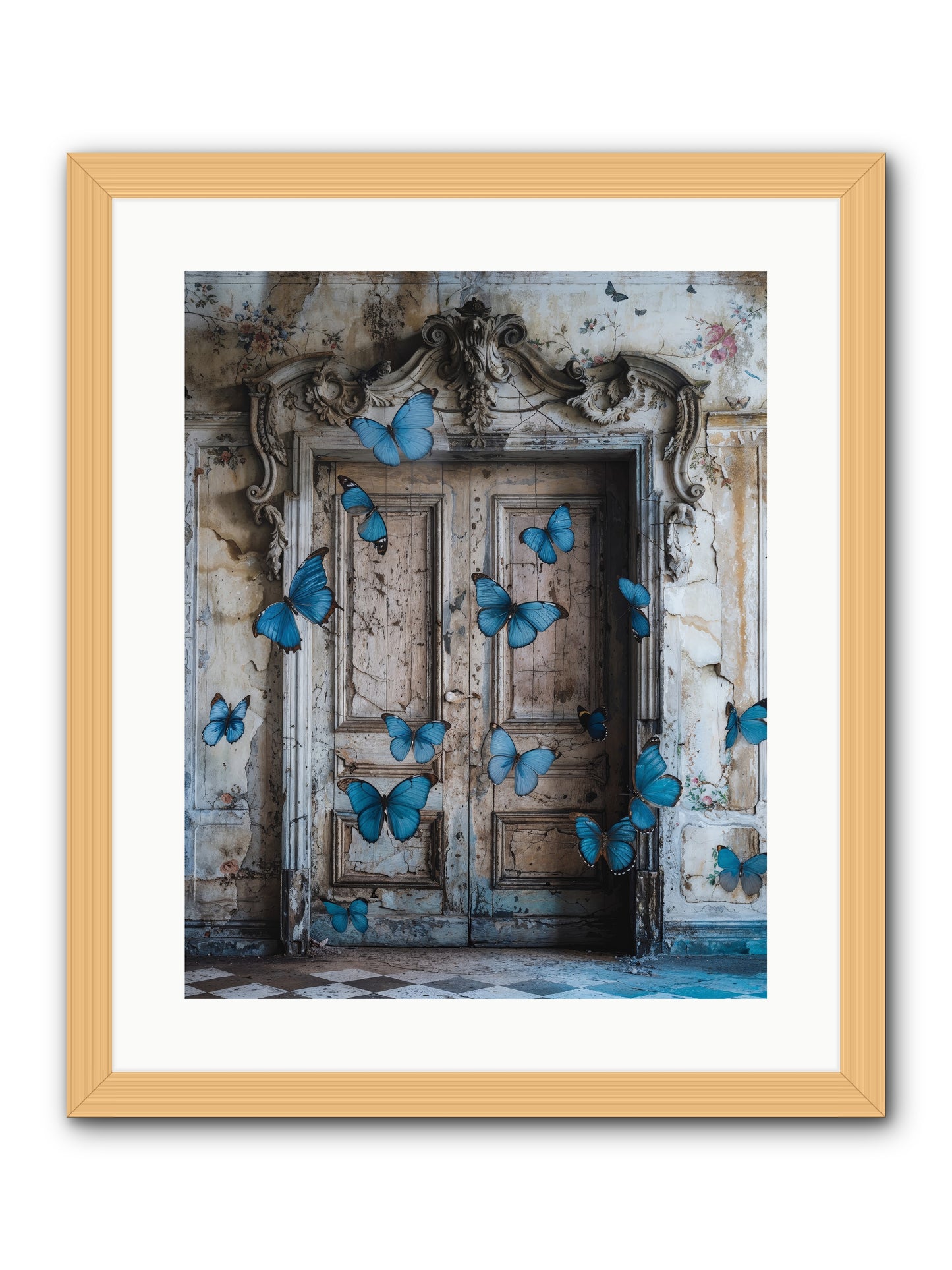 Azure Wings At Parisian Portals -- Framed Print - Natural 16x20