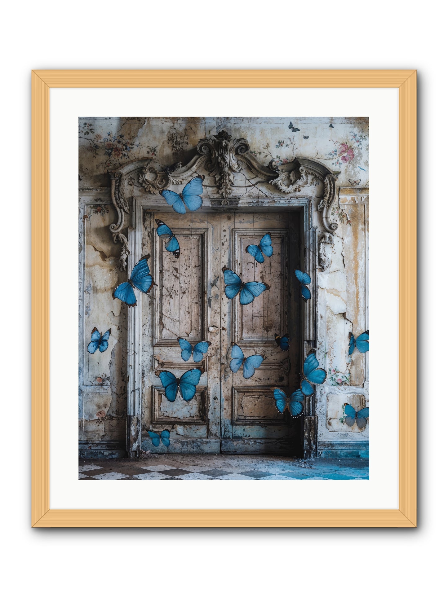 Azure Wings At Parisian Portals -- Framed Print - Natural 20x25