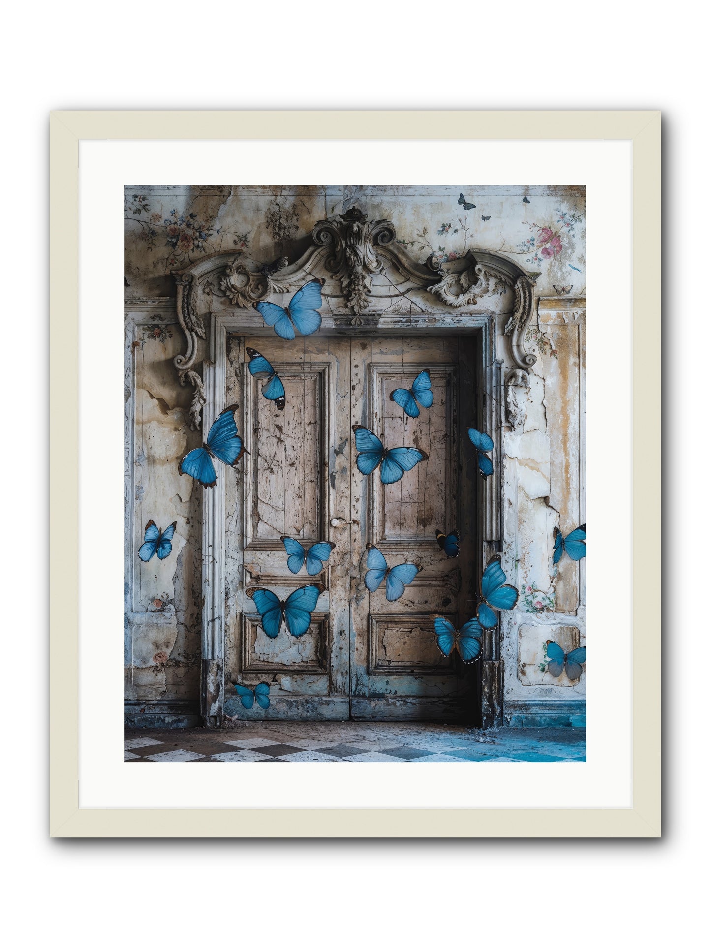 Azure Wings At Parisian Portals -- Framed Print - White 20x25
