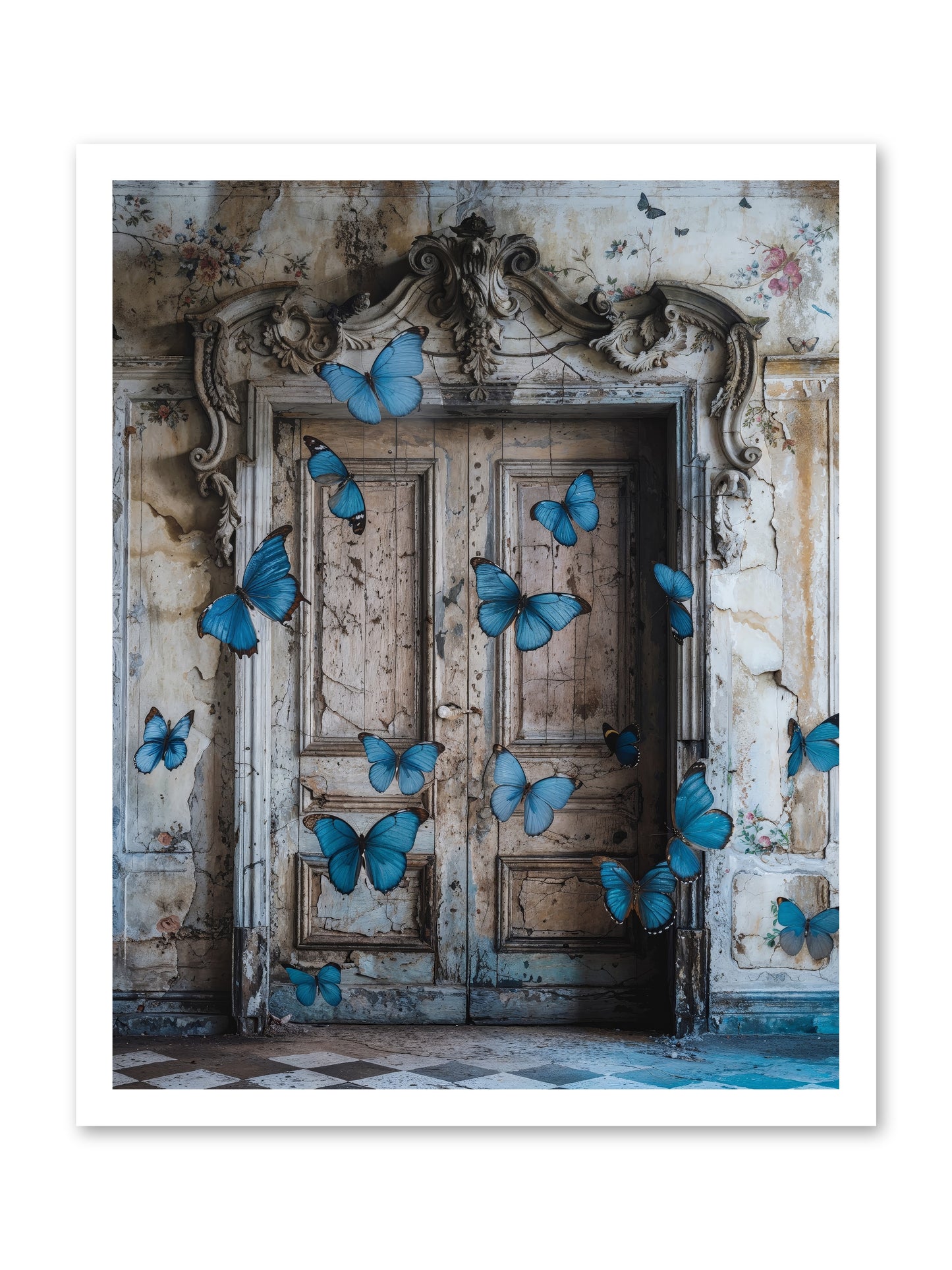 Azure Wings At Parisian Portals -- Paper Print 20x25