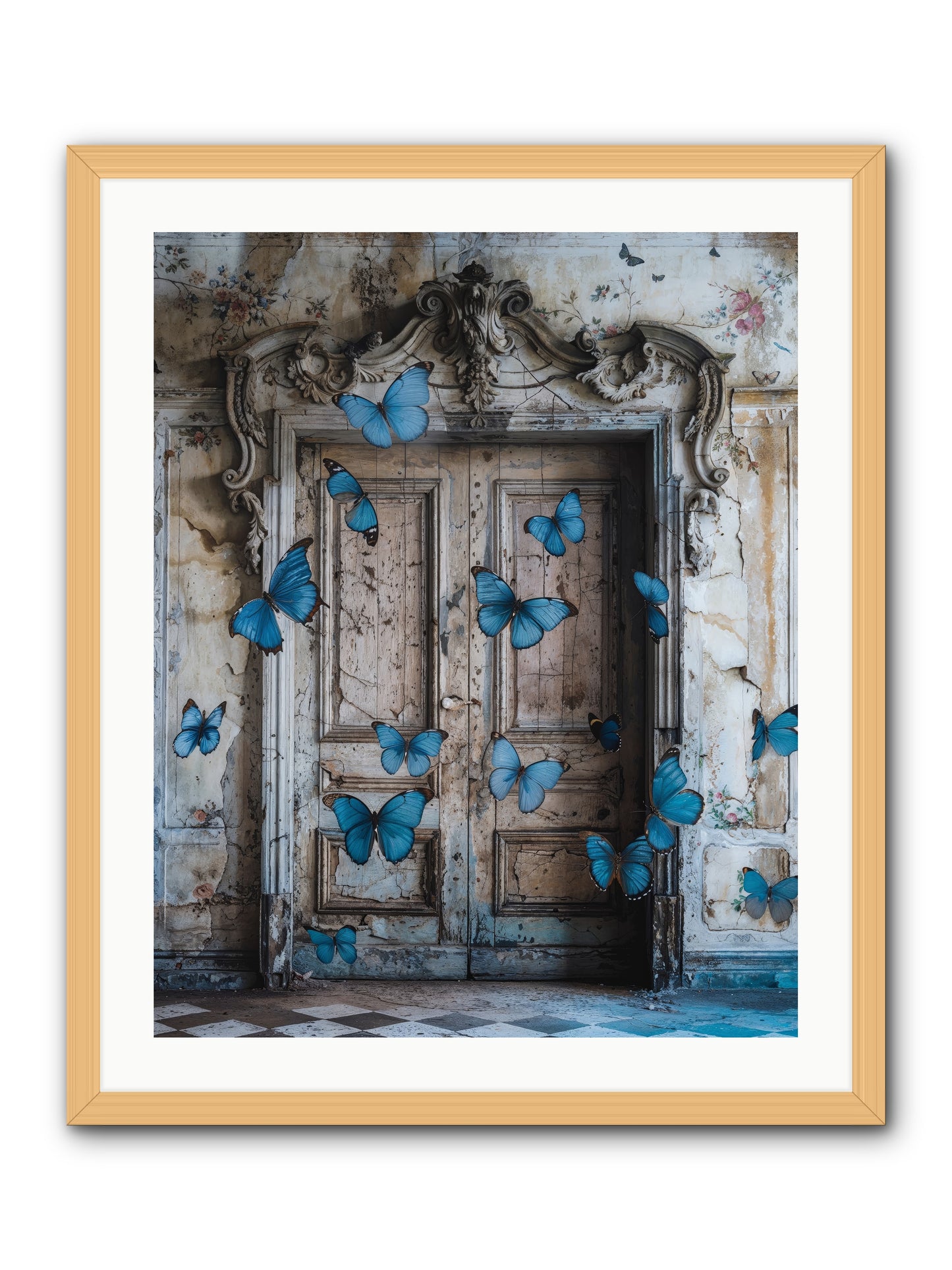 Azure Wings At Parisian Portals -- Framed Print - Natural 24x30