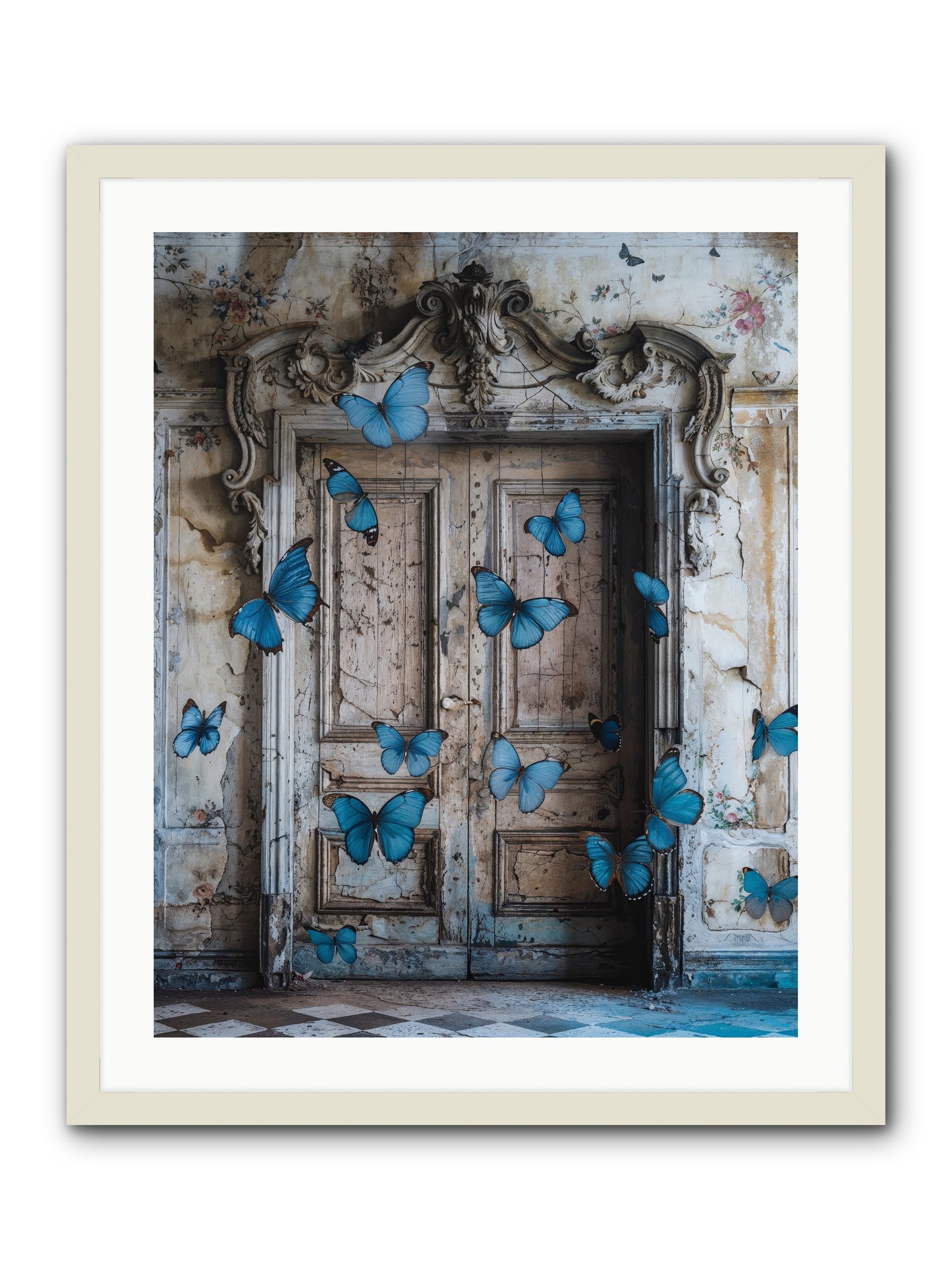 Azure Wings At Parisian Portals -- Framed Print - White 24x30