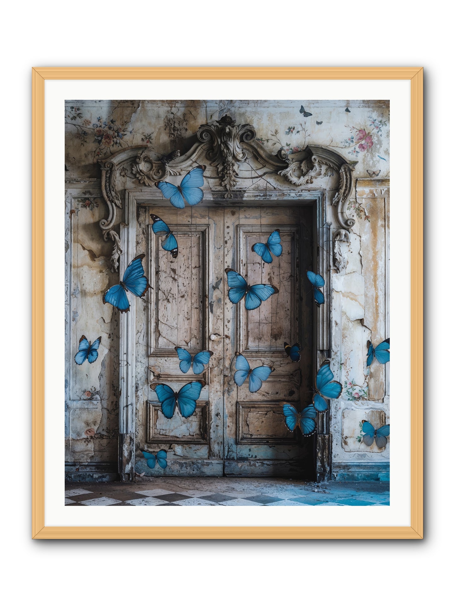 Azure Wings At Parisian Portals -- Framed Print - Natural 32x40
