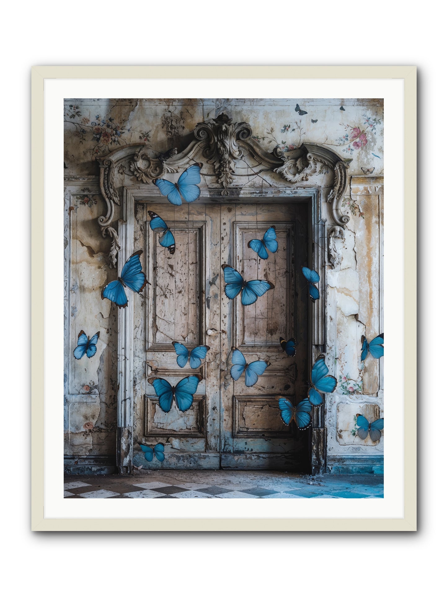 Azure Wings At Parisian Portals -- Framed Print - White 32x40