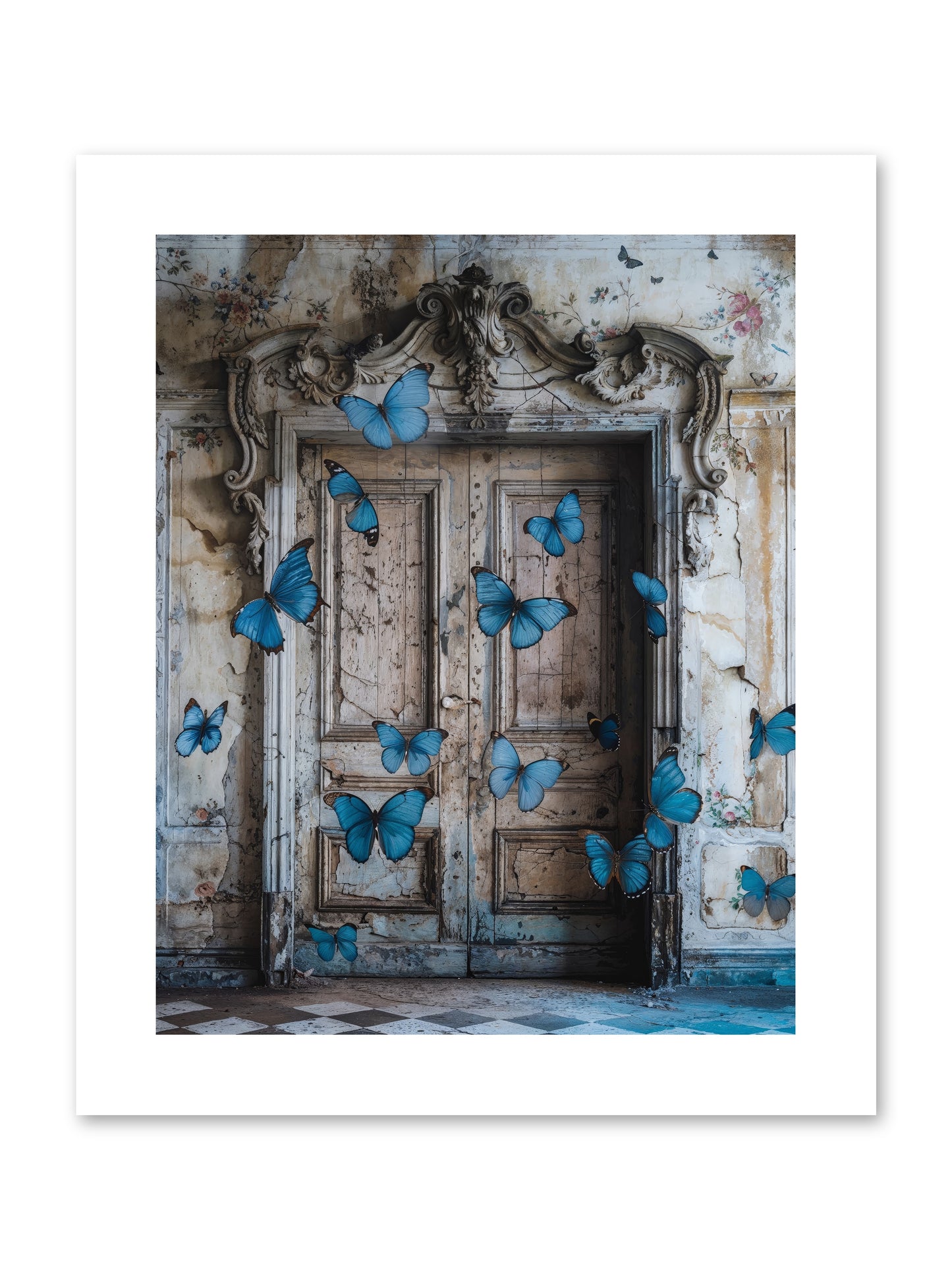 Azure Wings At Parisian Portals -- Paper Print 8x10