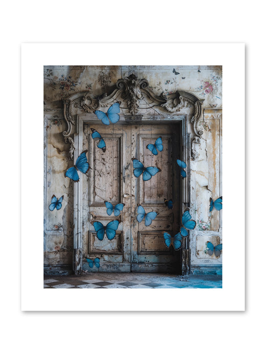 Azure Wings At Parisian Portals -- Paper Print 8x10