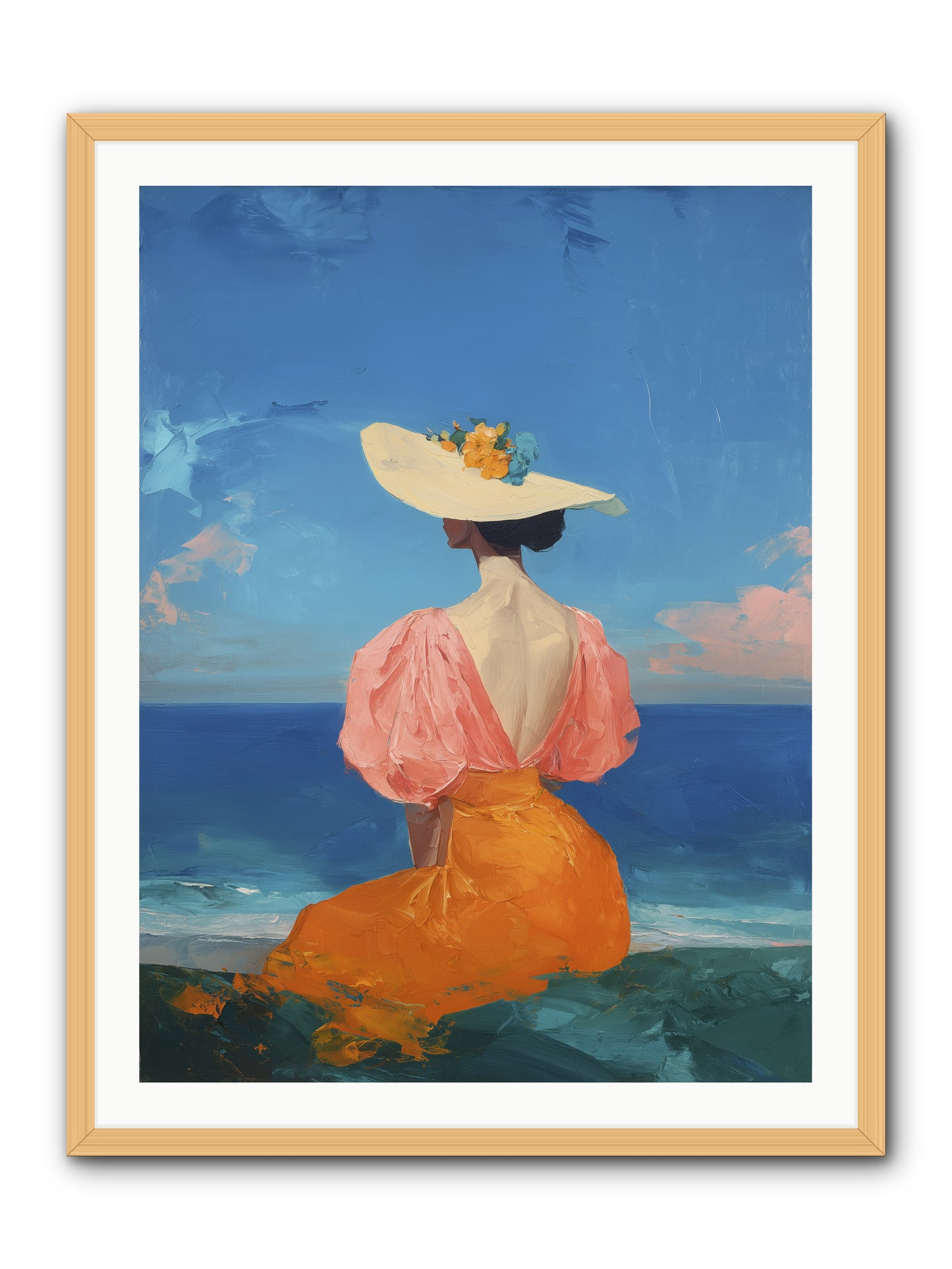 Backdrop in Blue -- Framed Print - Natural 30x40