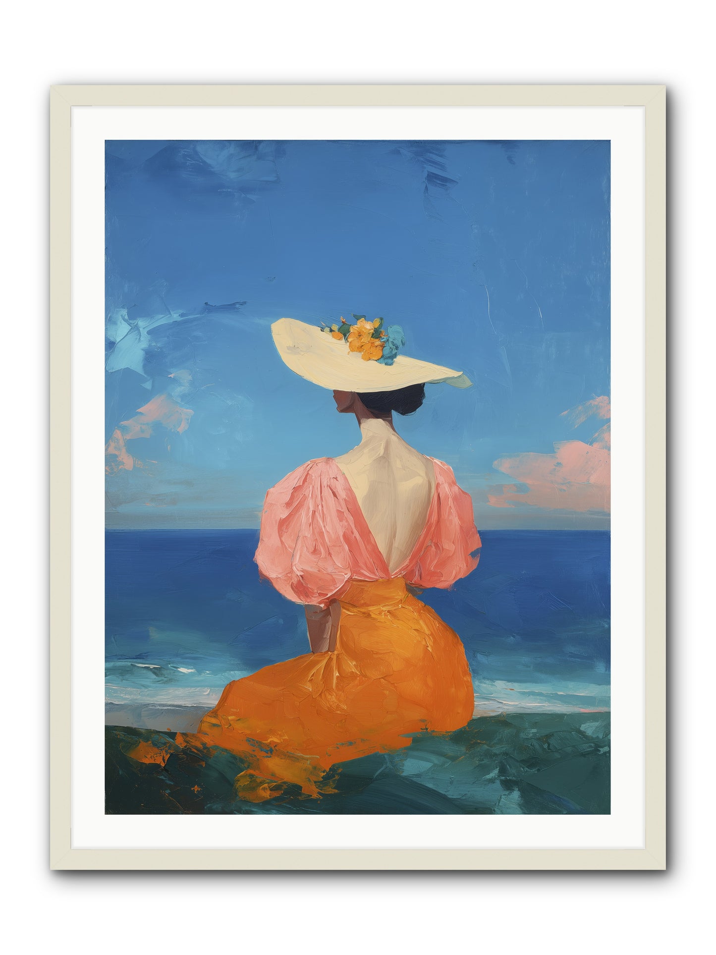 Backdrop in Blue -- Framed Print - White 30x40