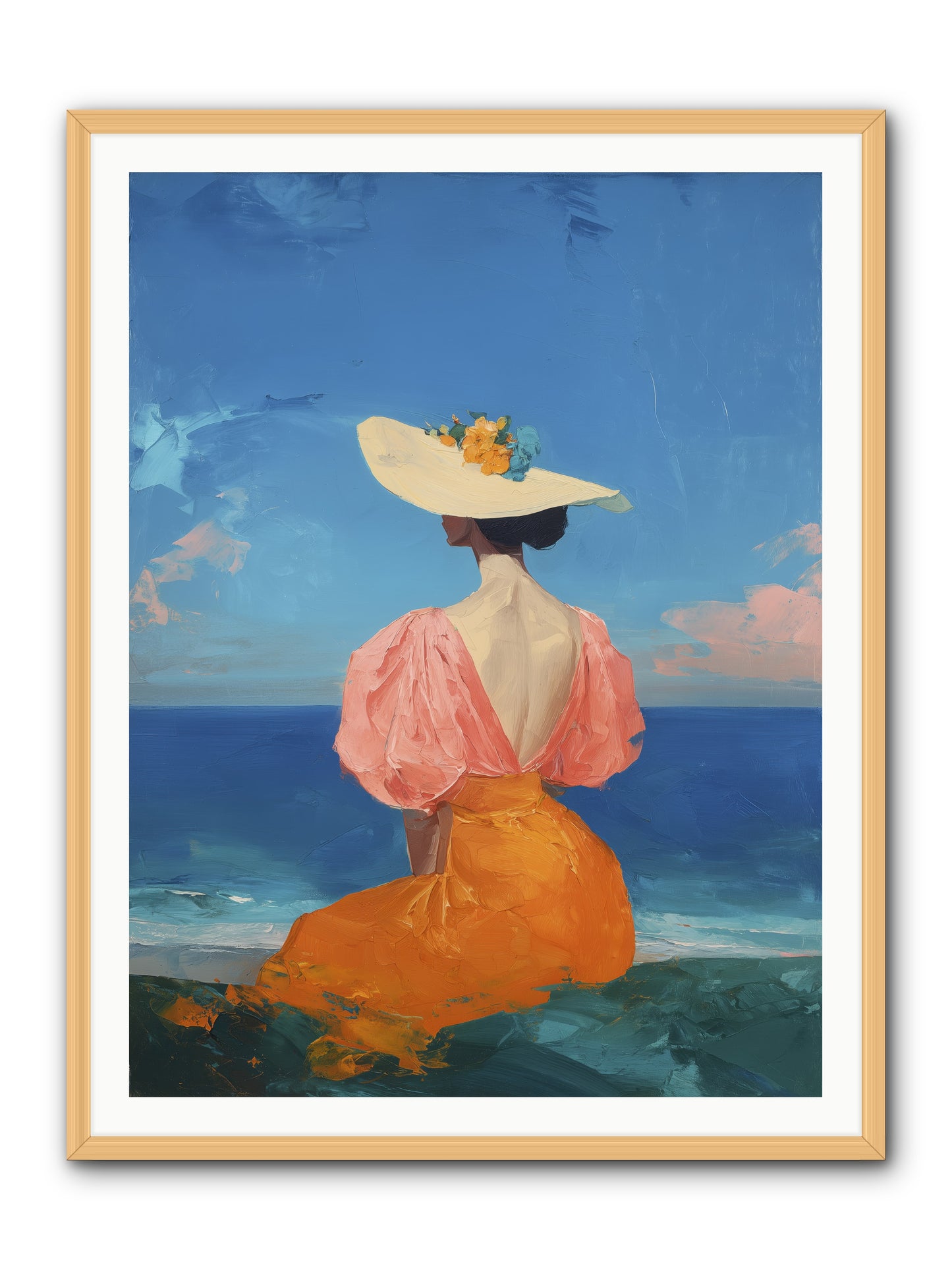 Backdrop in Blue -- Framed Print - Natural 36x48