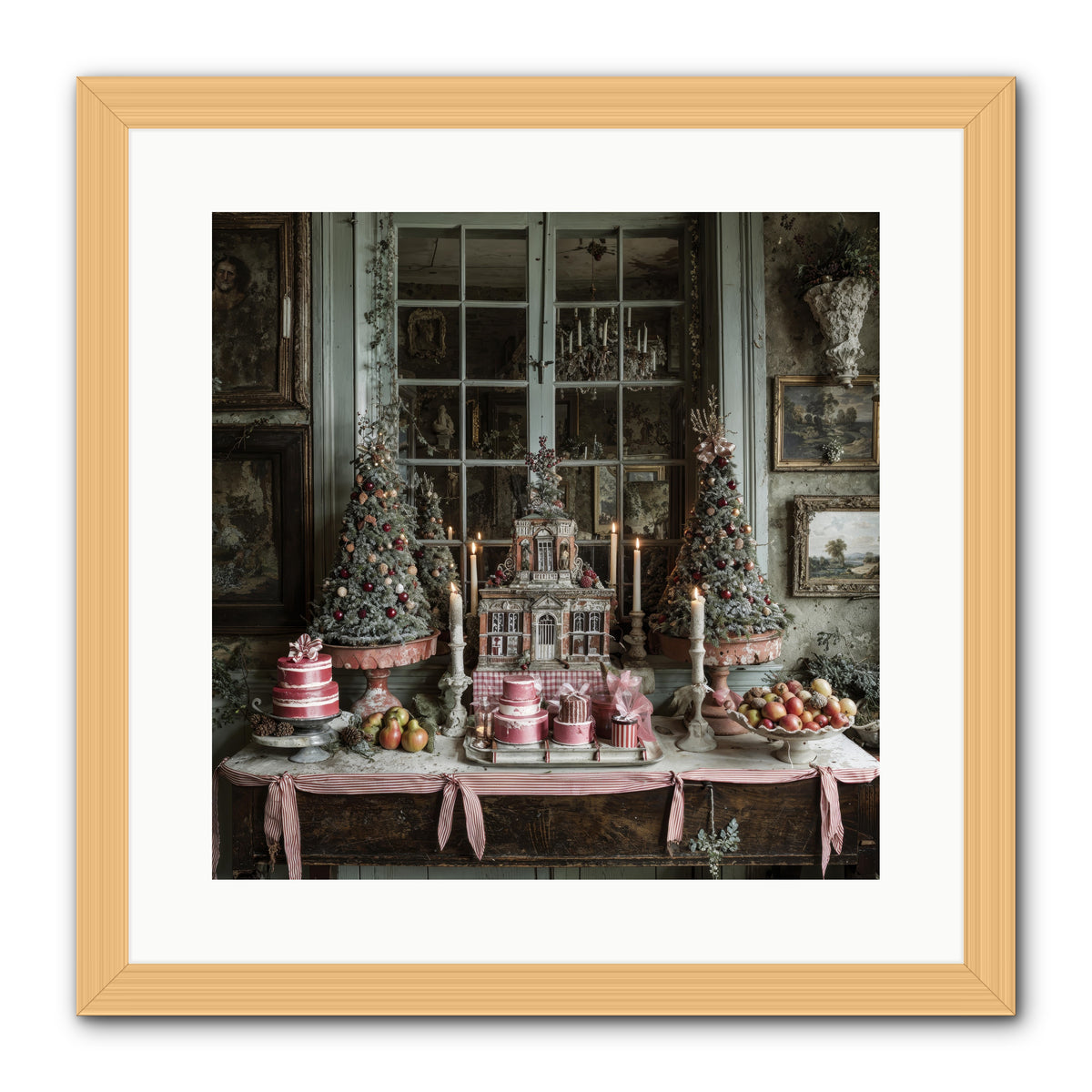 Backstage At The North Pole -- Framed Print - Natural 16x16