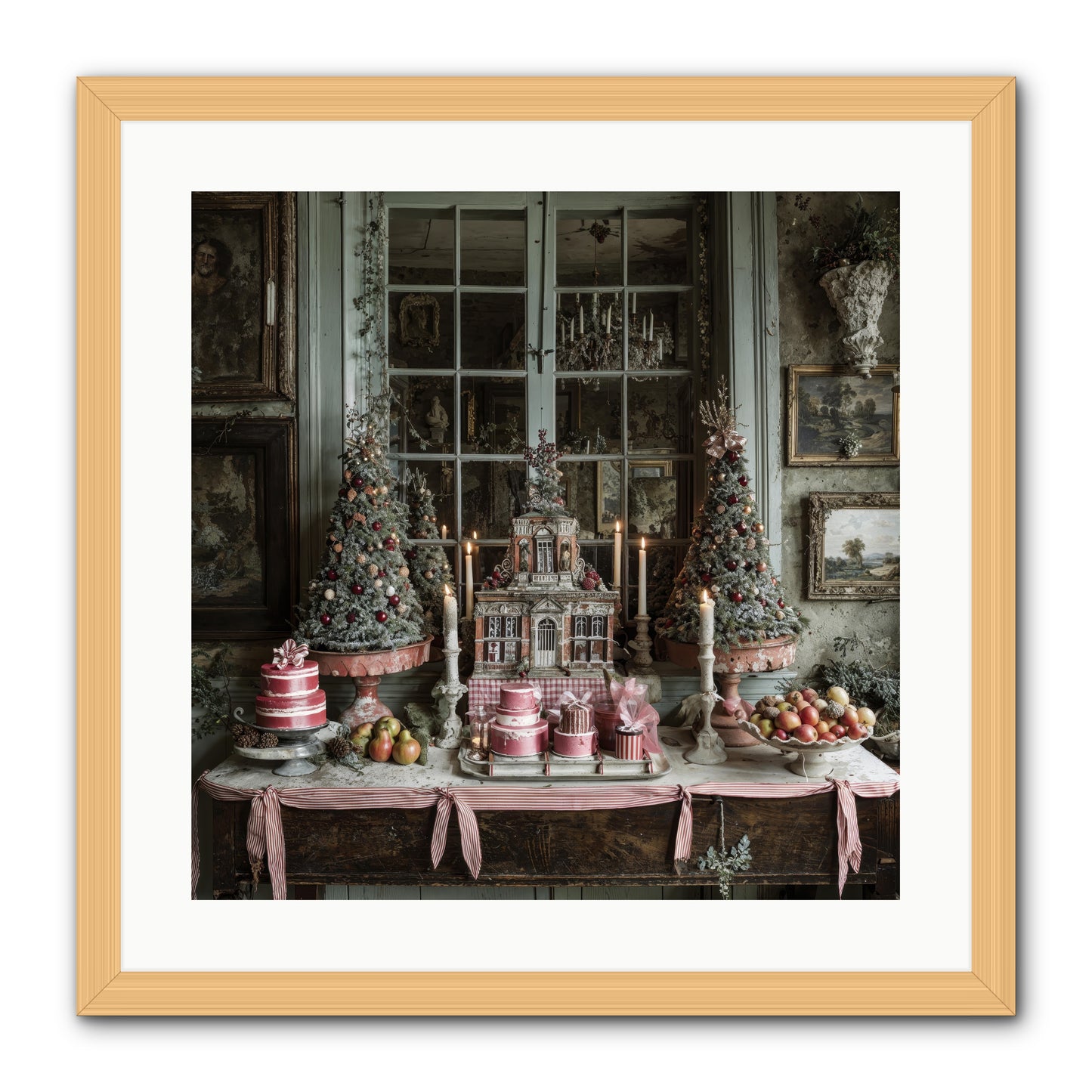 Backstage At The North Pole -- Framed Print - Natural 20x20