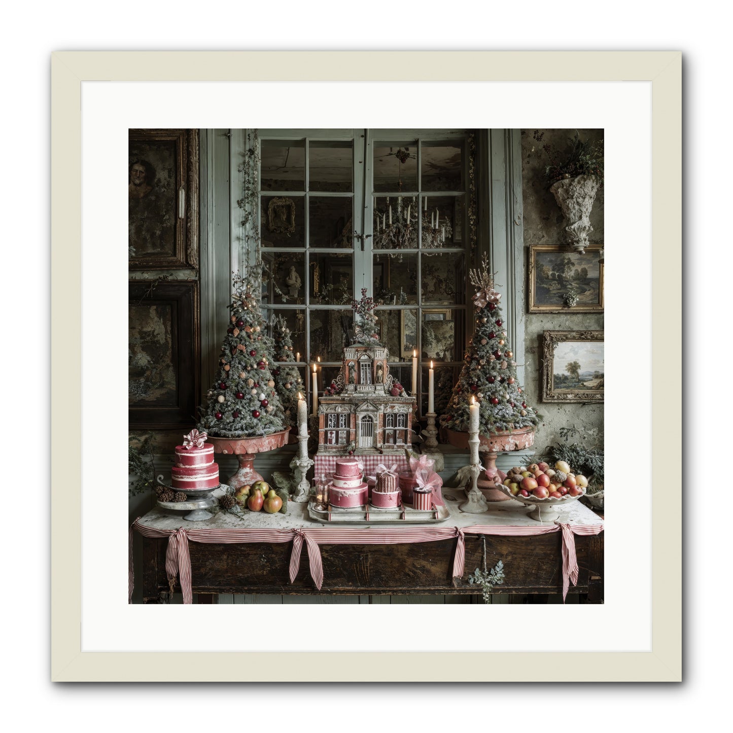 Backstage At The North Pole -- Framed Print - White 20x20