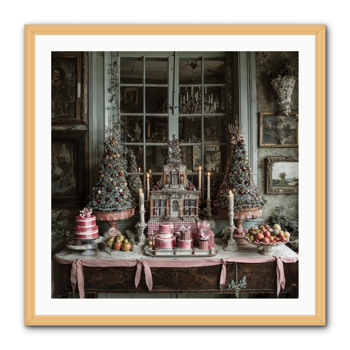 Backstage At The North Pole -- Framed Print - Natural 30x30