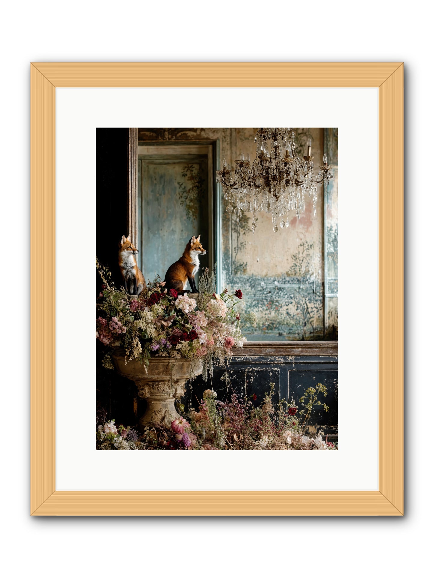 Baroque Wildlife -- Framed Print - Natural 12x16