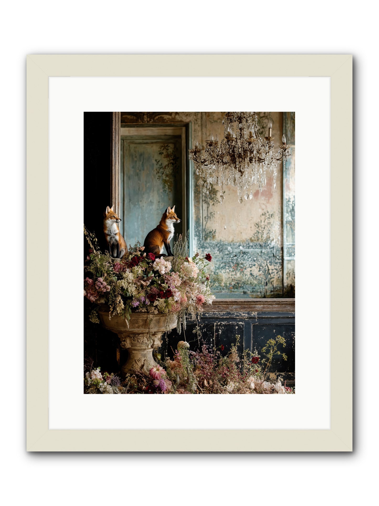Baroque Wildlife -- Framed Print - White 12x16
