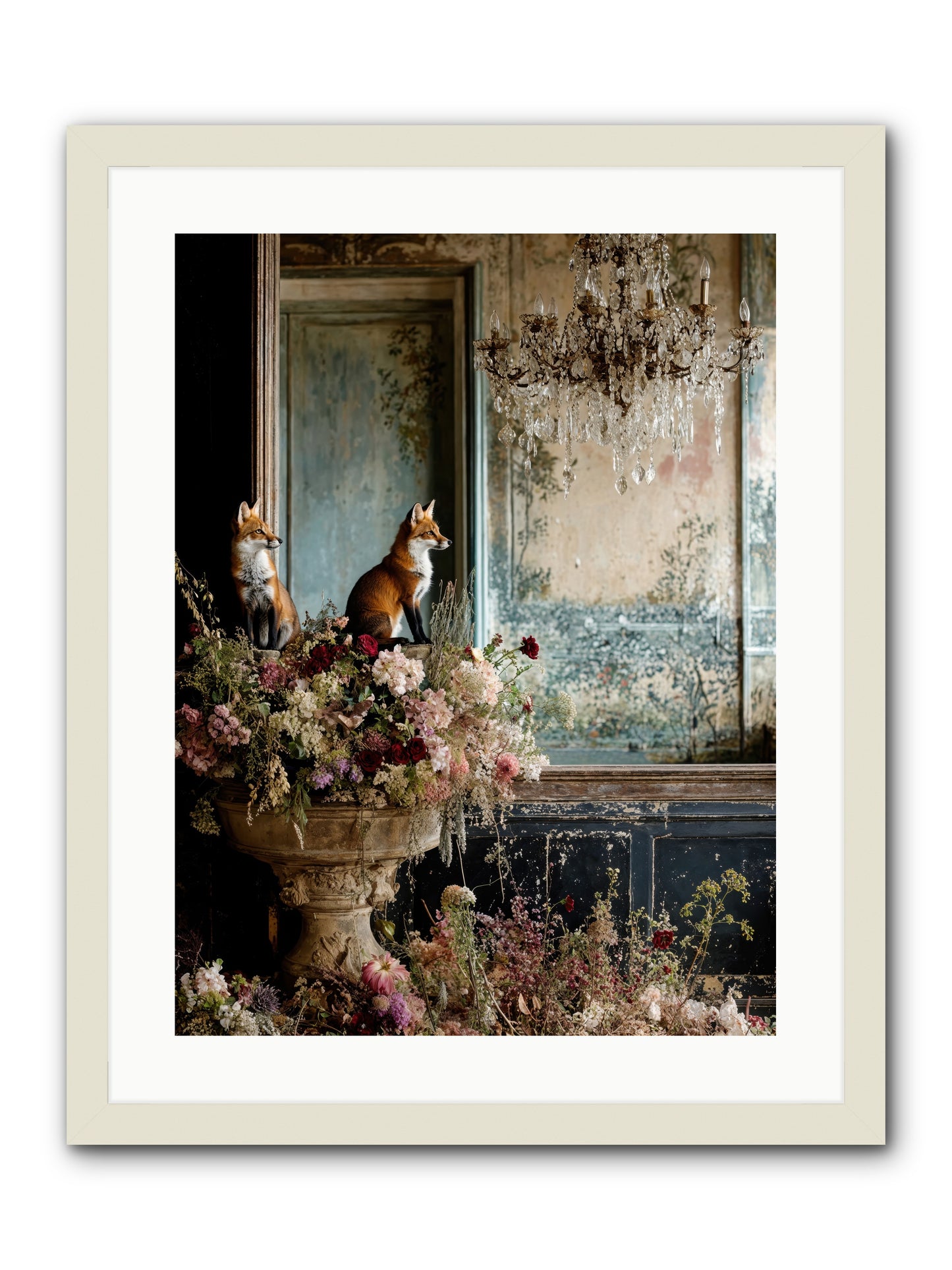Baroque Wildlife -- Framed Print - White 18x24