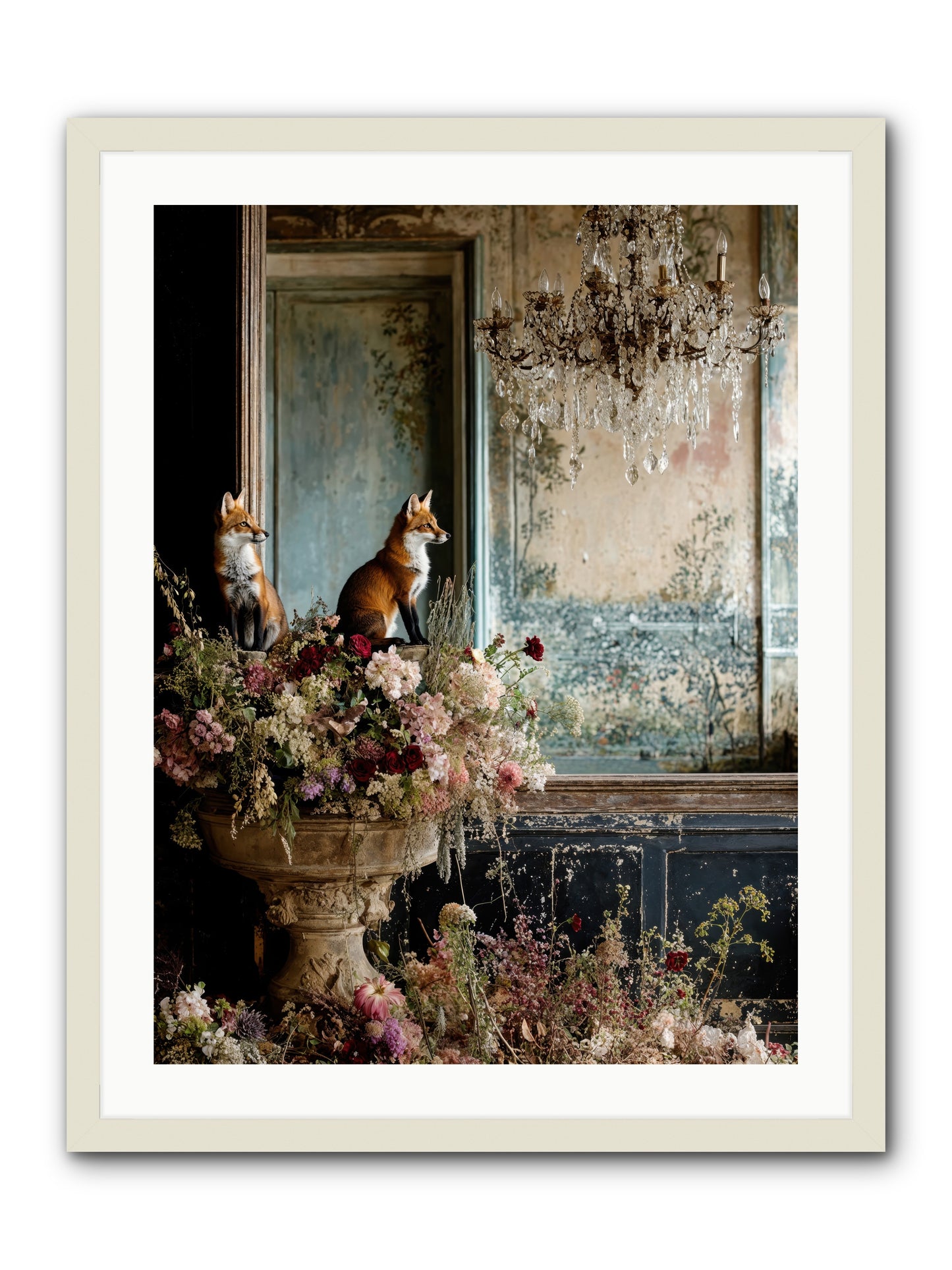 Baroque Wildlife -- Framed Print - White 24x32