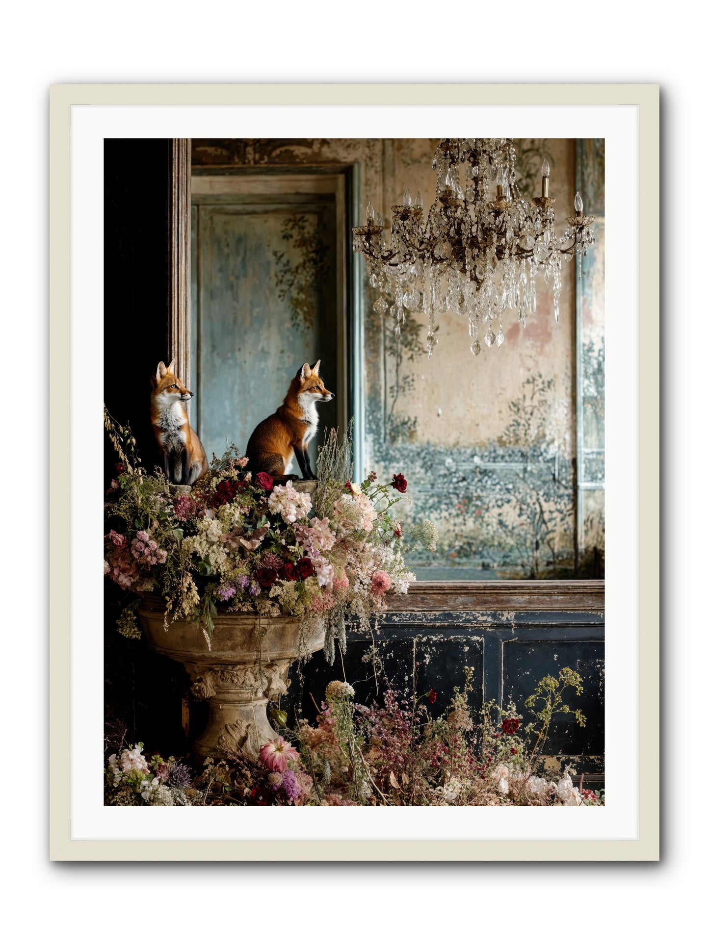 Baroque Wildlife -- Framed Print - White 30x40