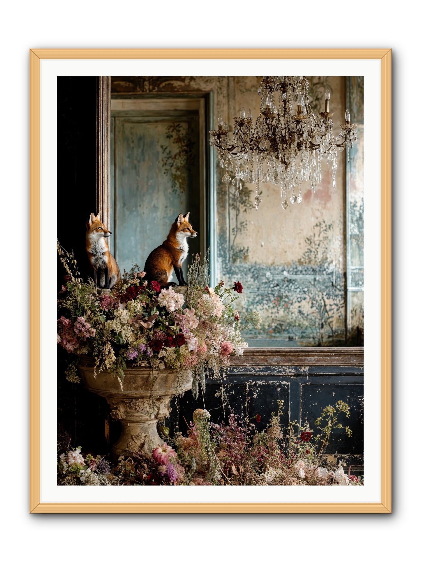 Baroque Wildlife -- Framed Print - Natural 36x48