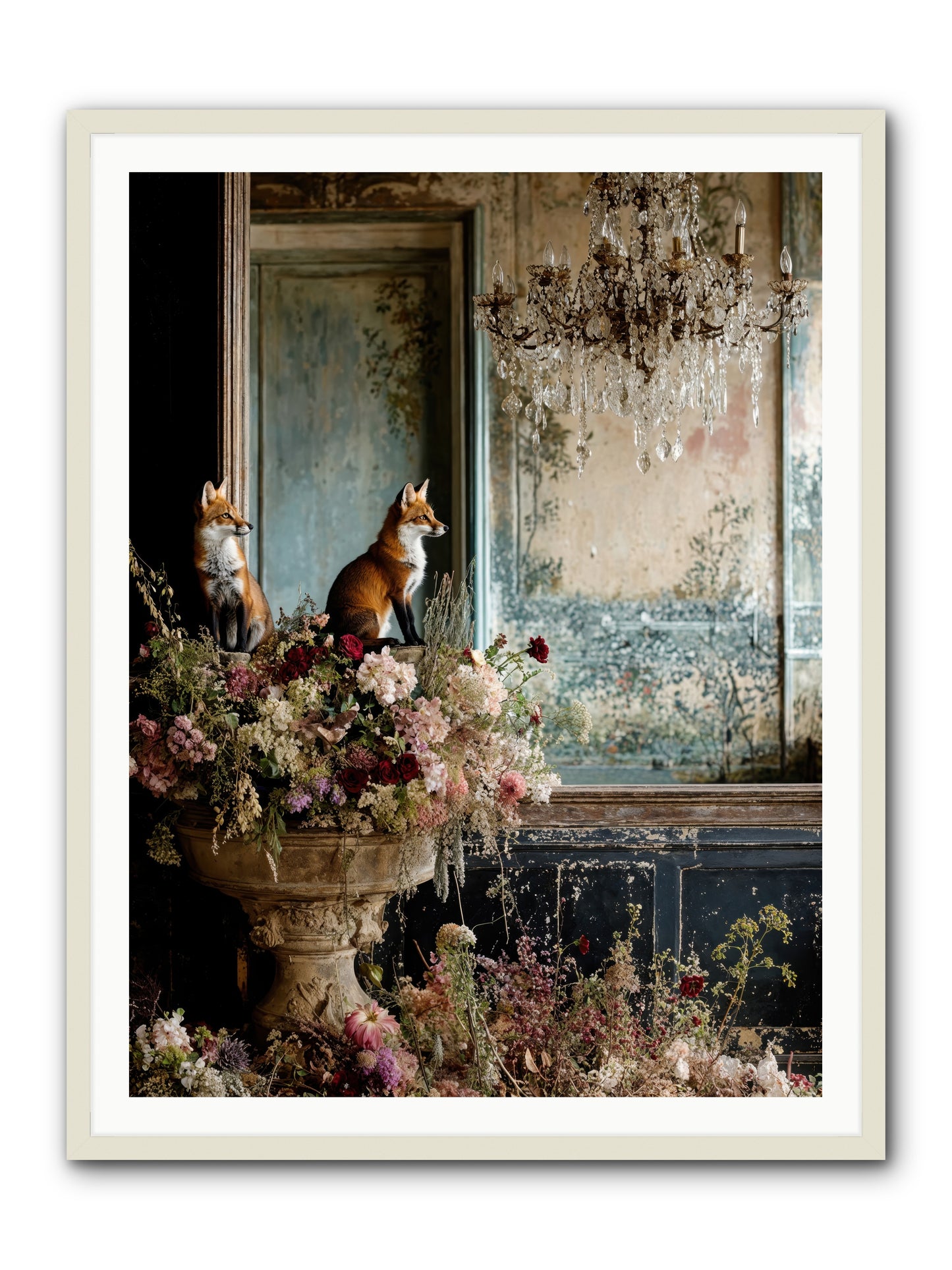 Baroque Wildlife -- Framed Print - White 36x48